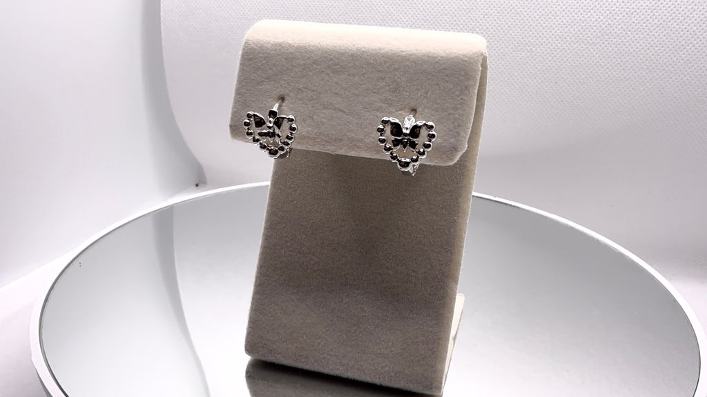 Beaded Open Heart Bow Hoop Earrings