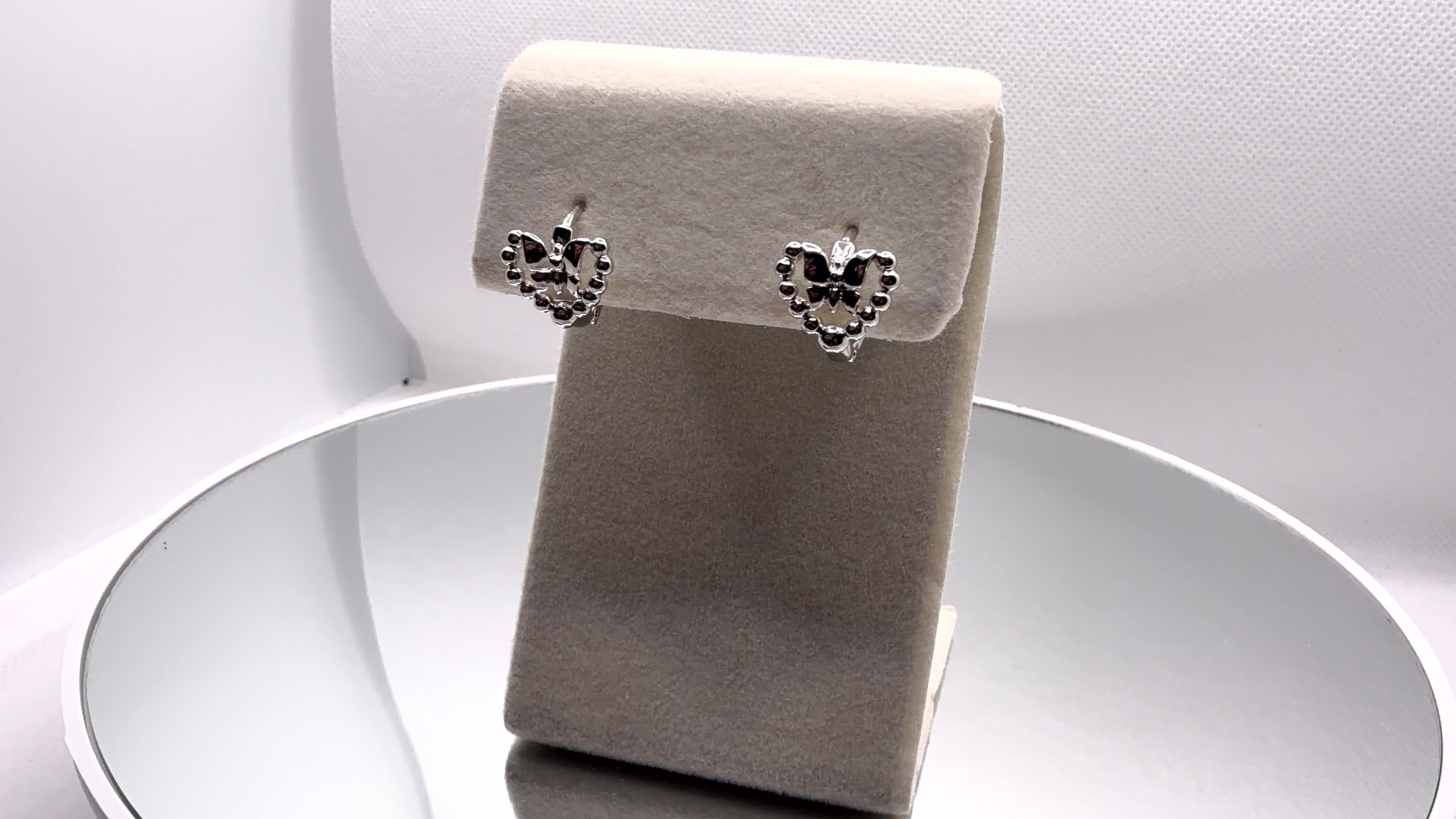 Beaded Open Heart Bow Hoop Earrings