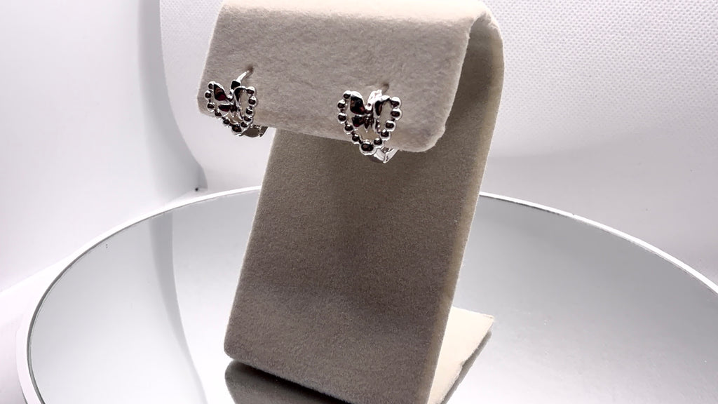 Beaded Open Heart Bow Hoop Earrings