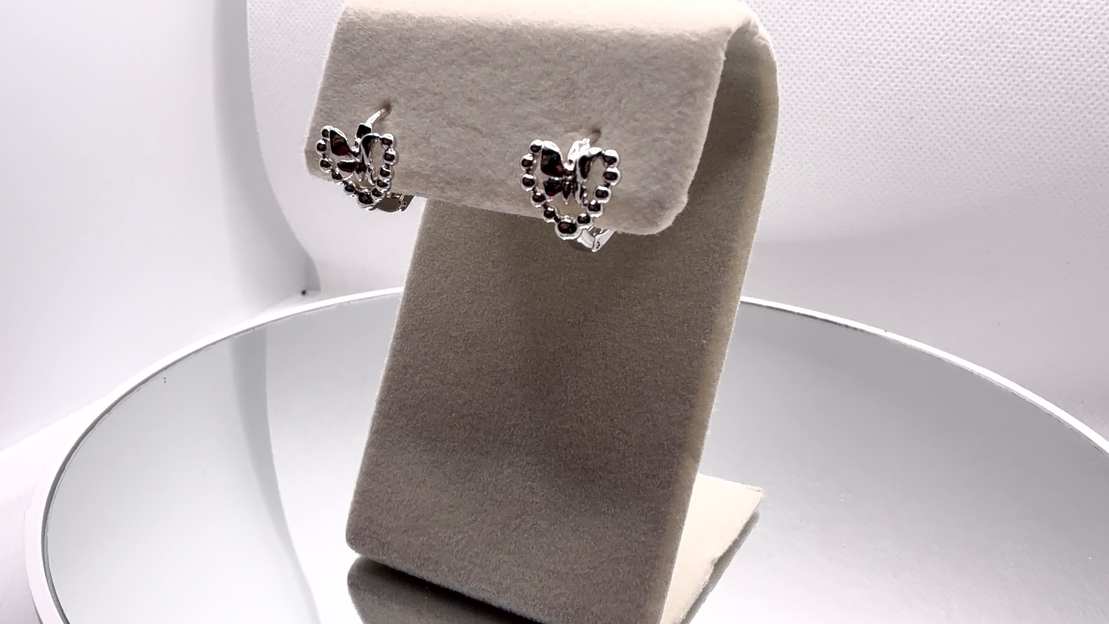 Beaded Open Heart Bow Hoop Earrings