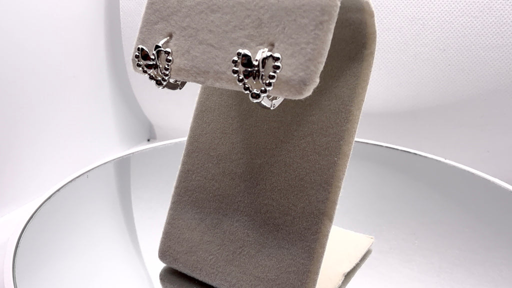 Beaded Open Heart Bow Hoop Earrings