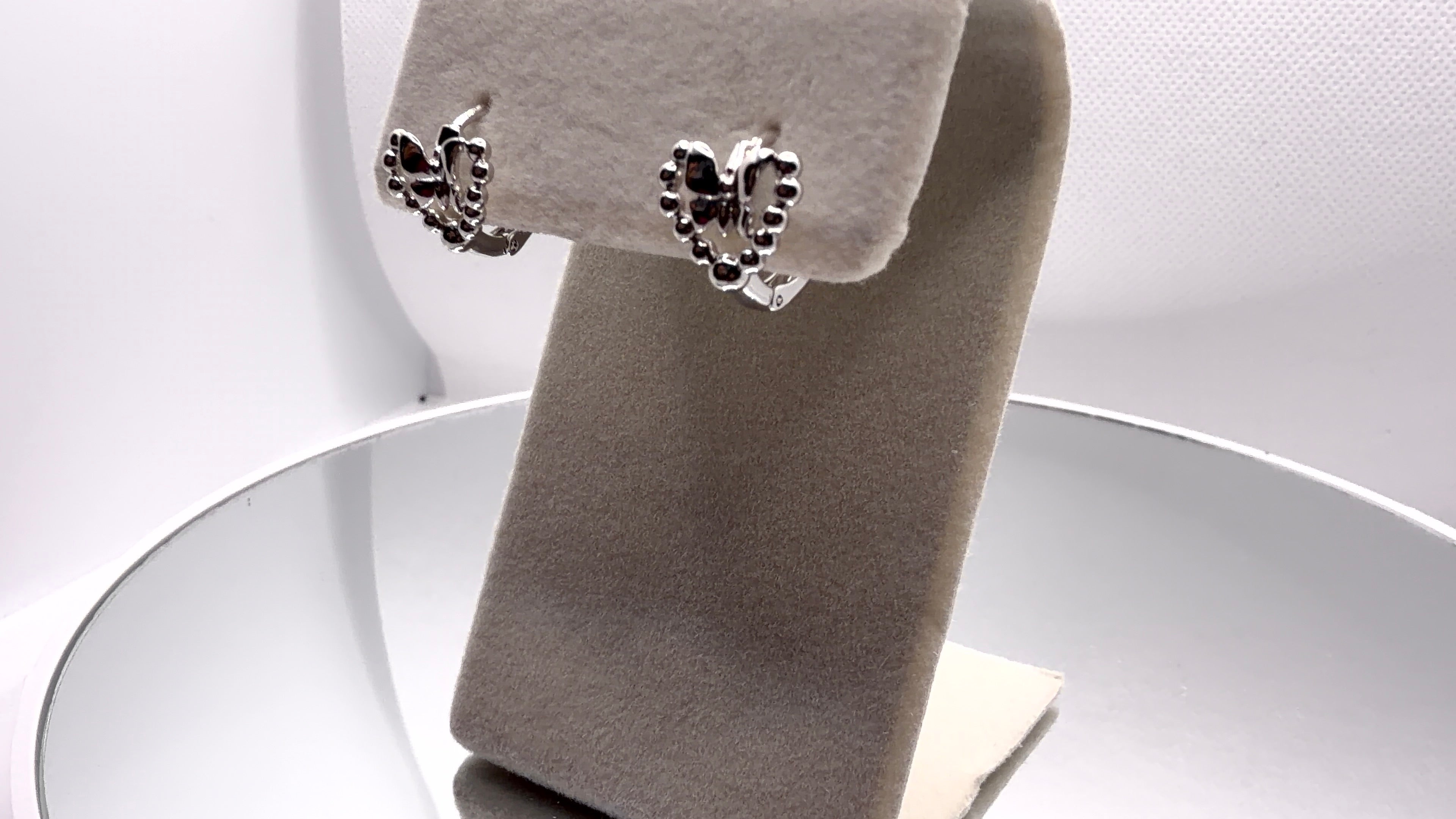 Beaded Open Heart Bow Hoop Earrings