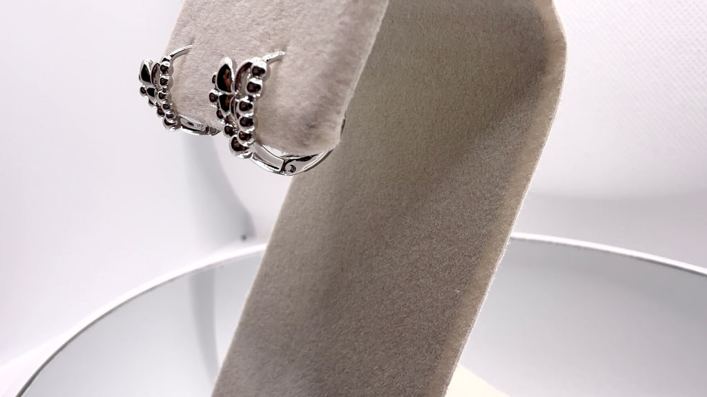 Beaded Open Heart Bow Hoop Earrings