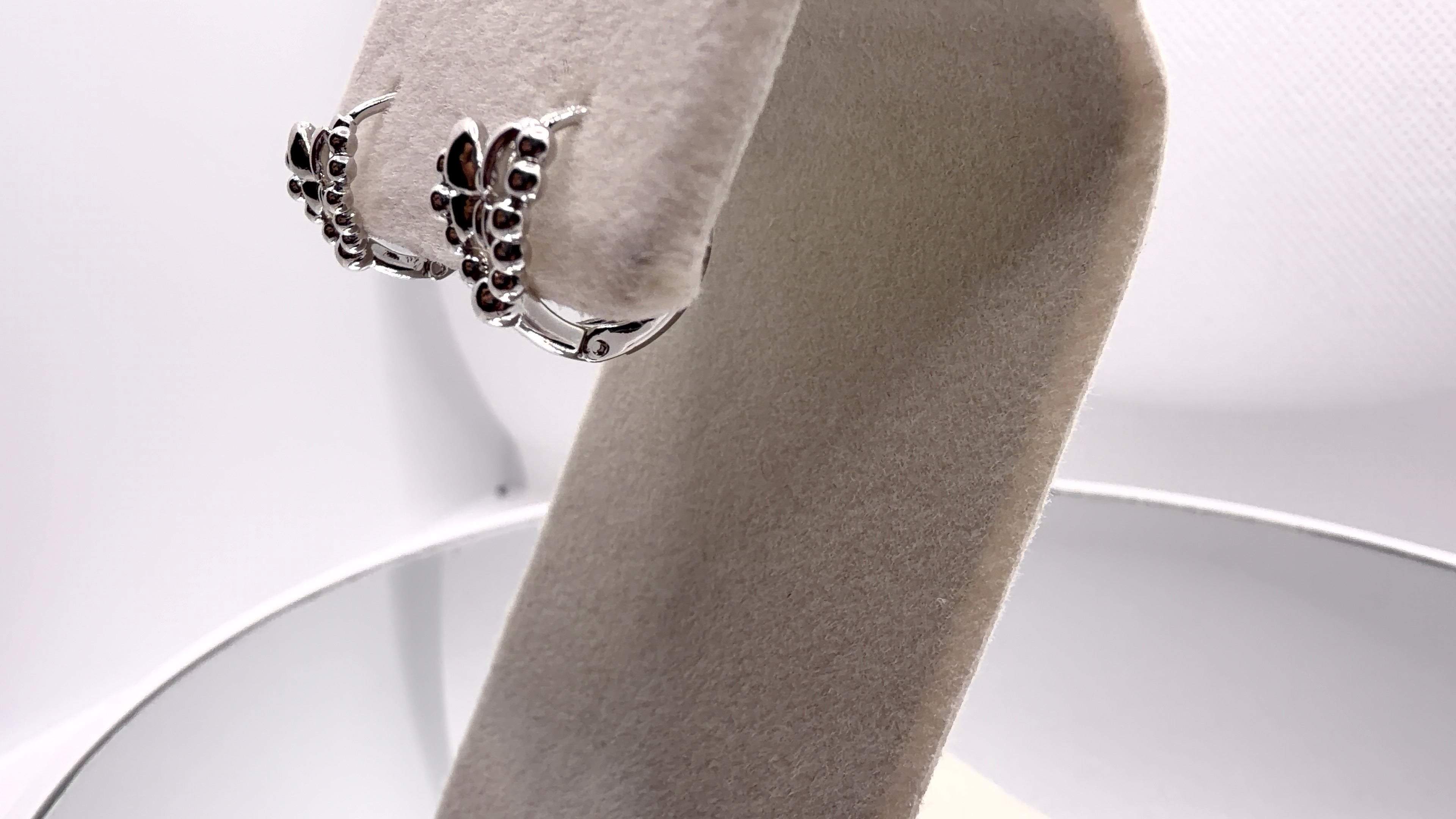 Beaded Open Heart Bow Hoop Earrings