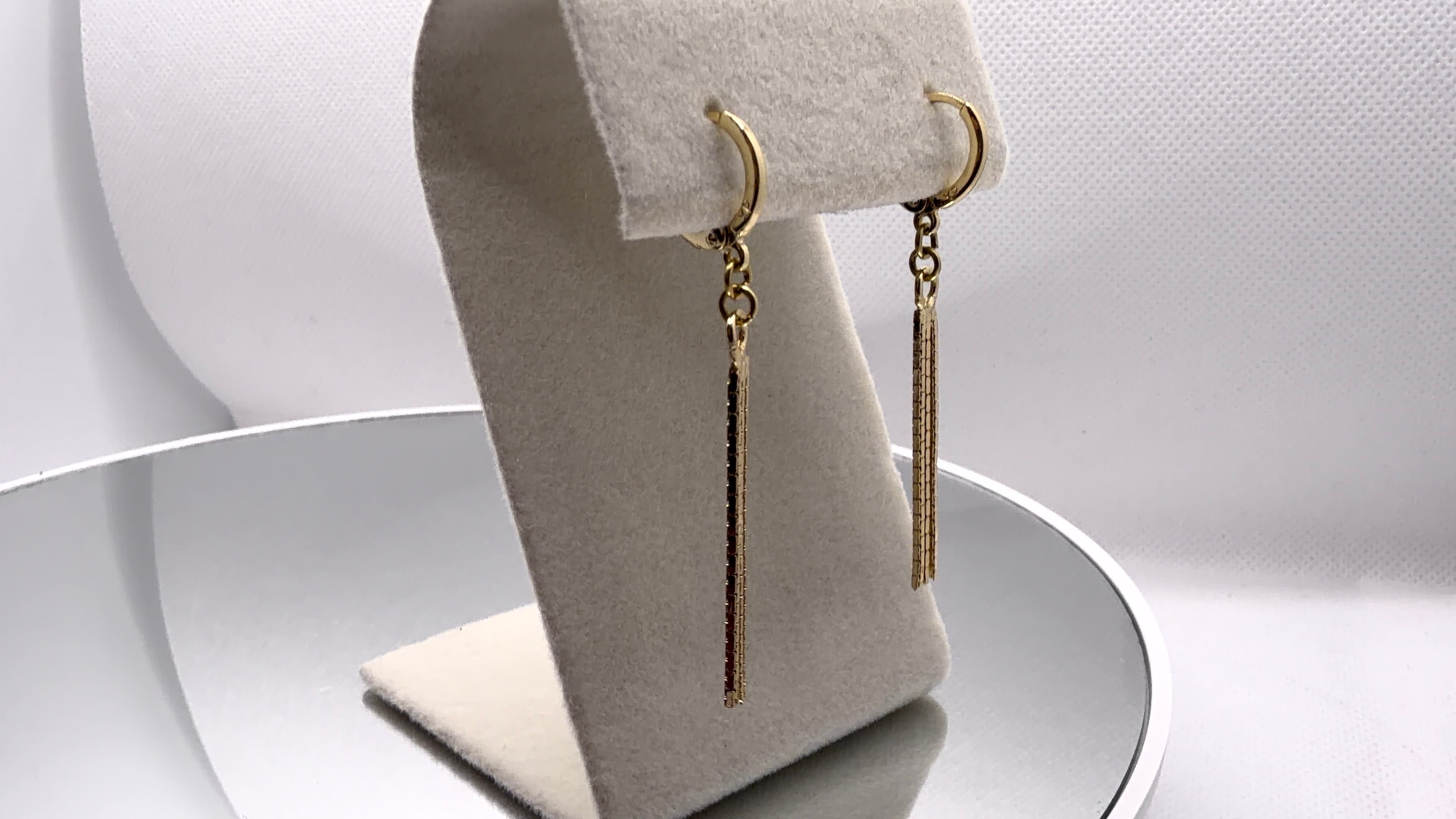 Gold Huggie Hoop & Textured Bar Drop Earrings