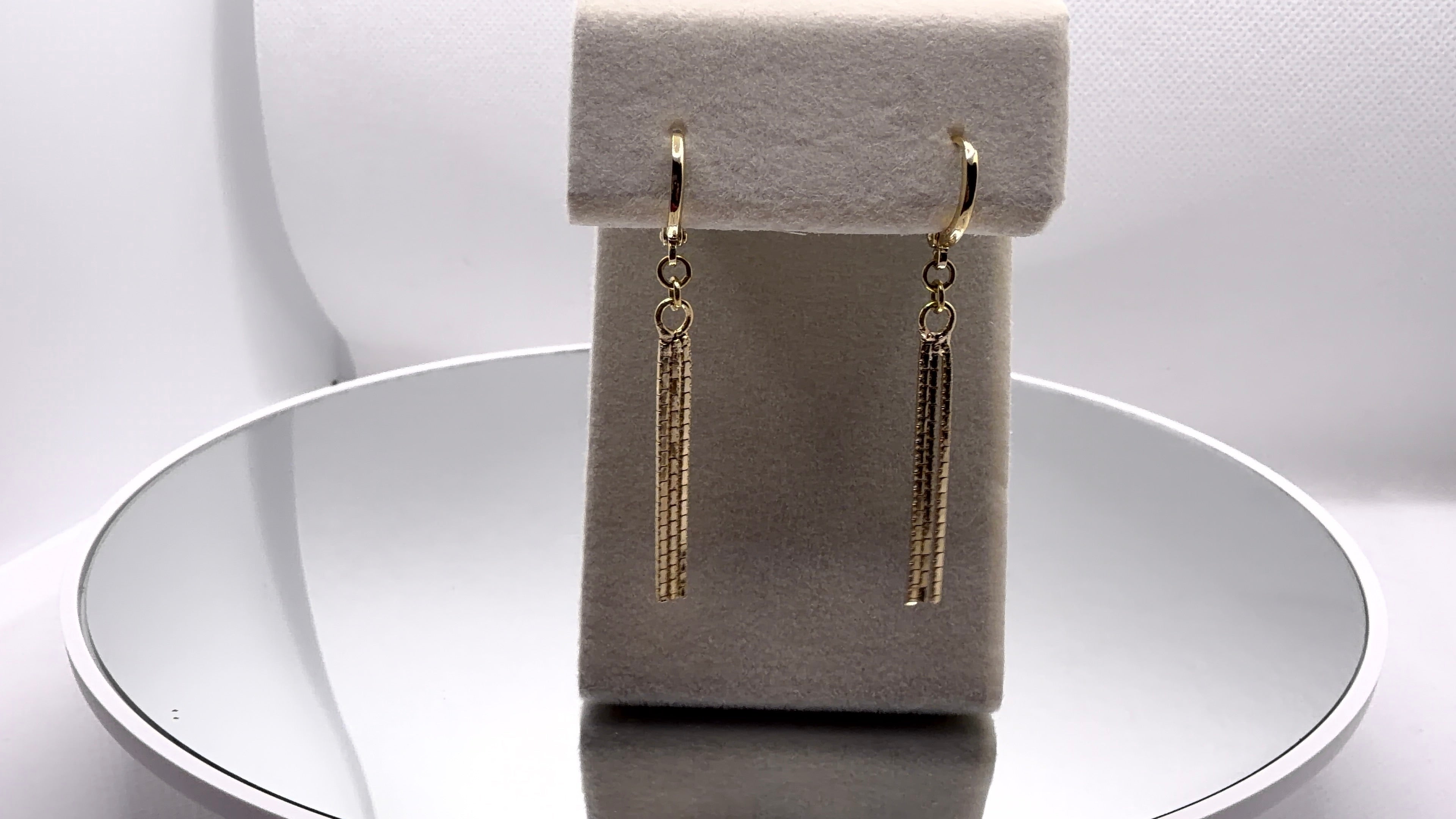 Gold Huggie Hoop & Textured Bar Drop Earrings