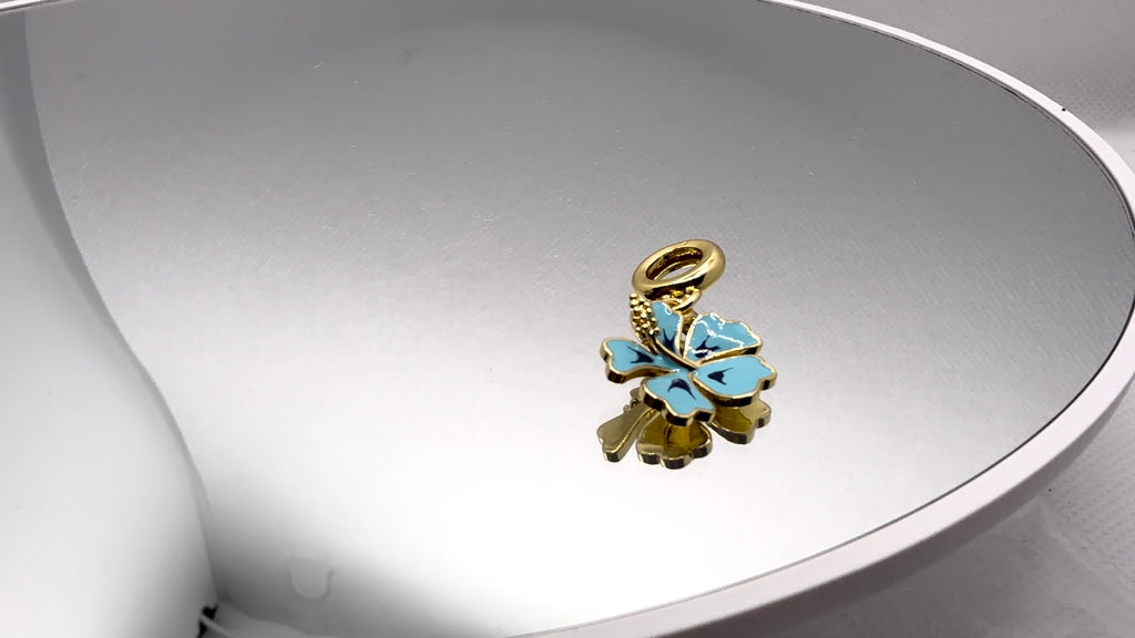 Blue Hibiscus Enamel Bead Charm