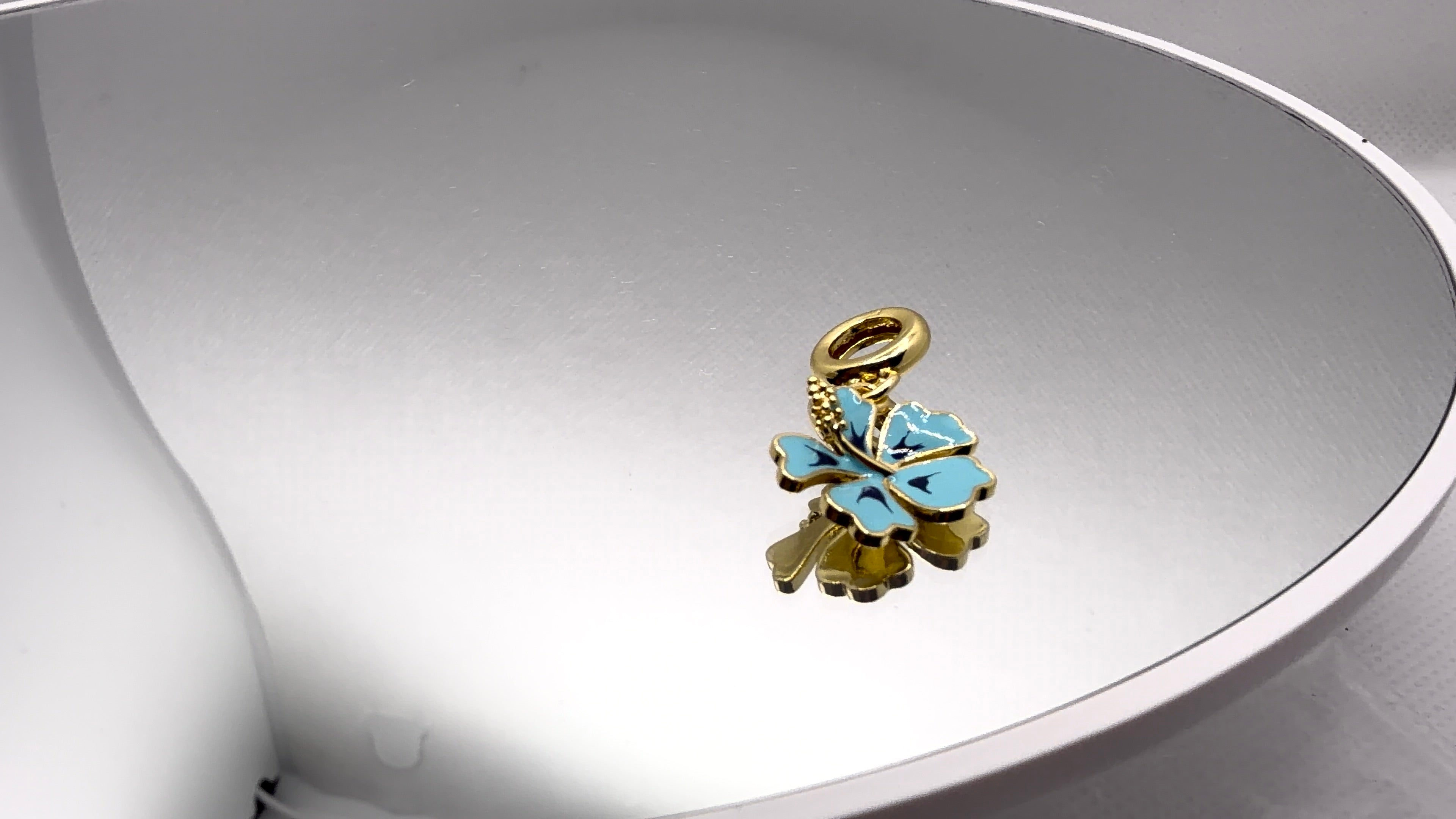 Blue Hibiscus Enamel Bead Charm