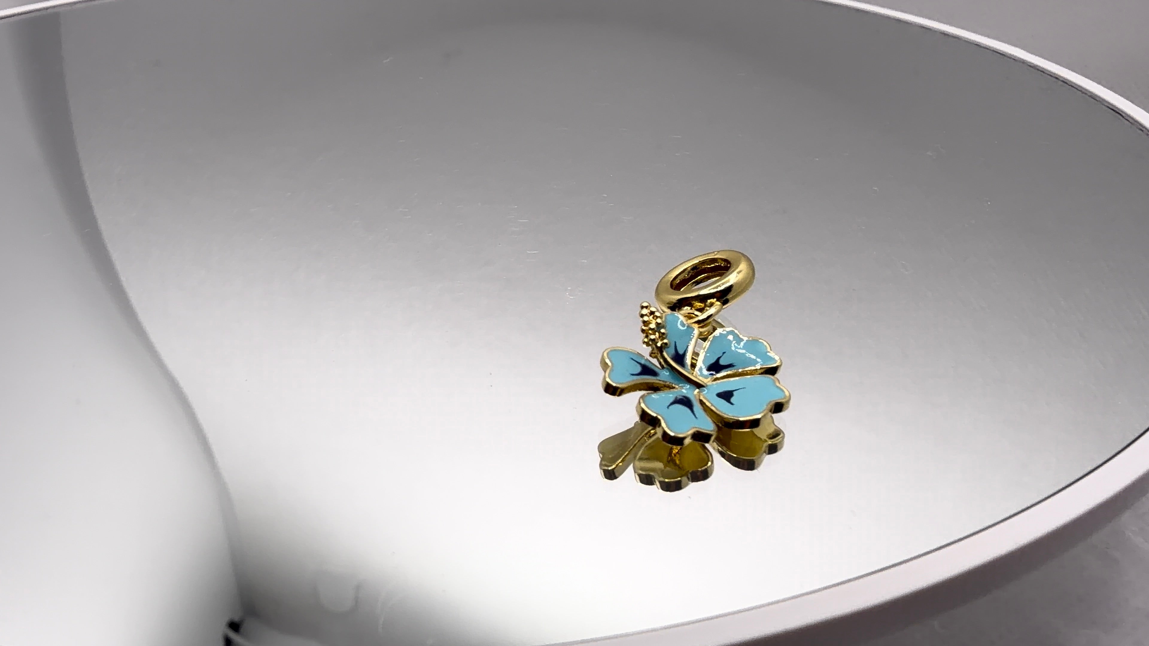 Blue Hibiscus Enamel Bead Charm