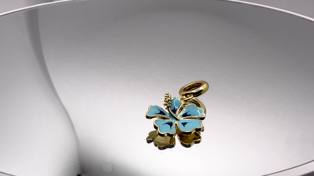 Blue Hibiscus Enamel Bead Charm