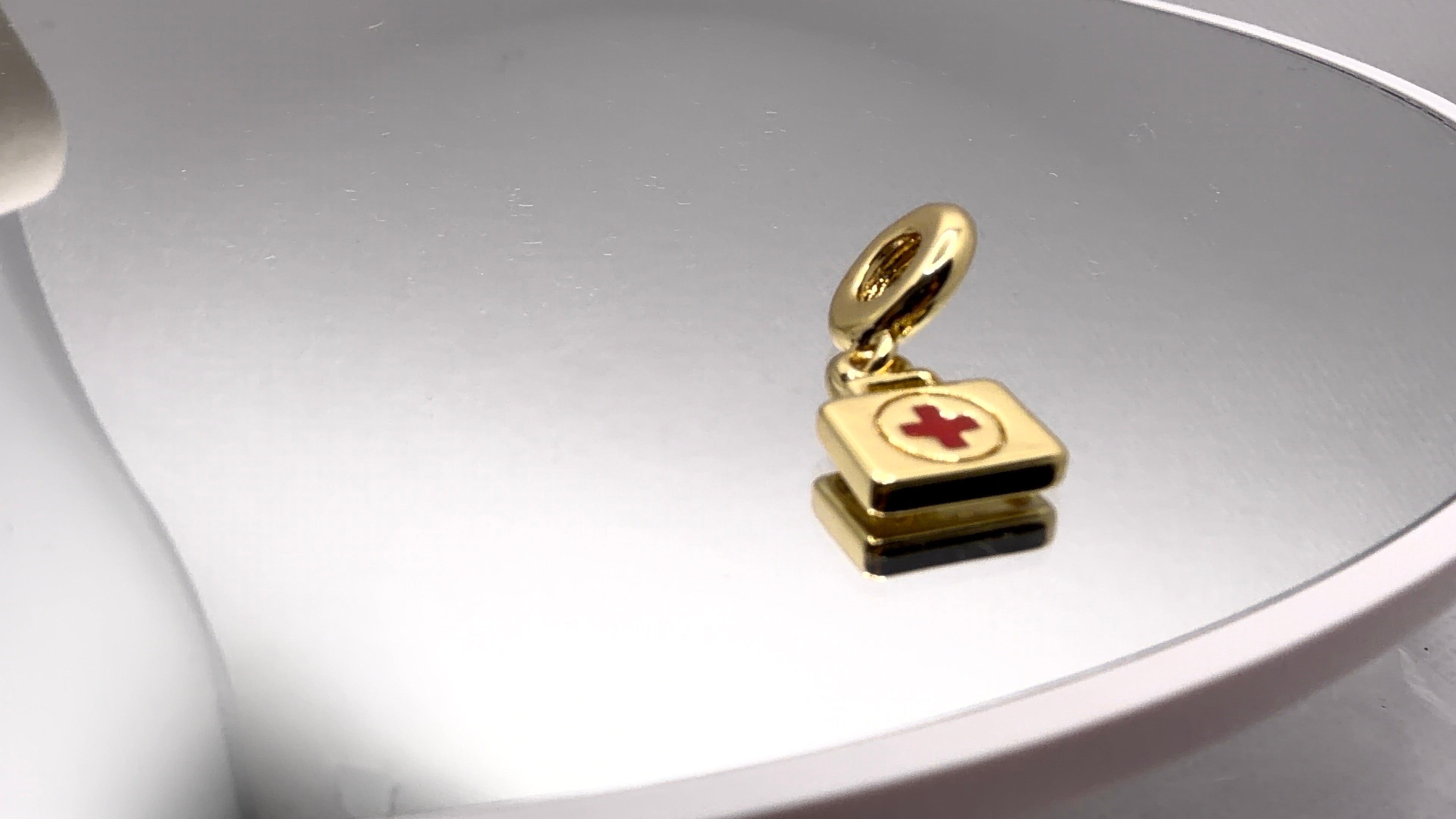 First Aid Kit Enamel Bead Charm