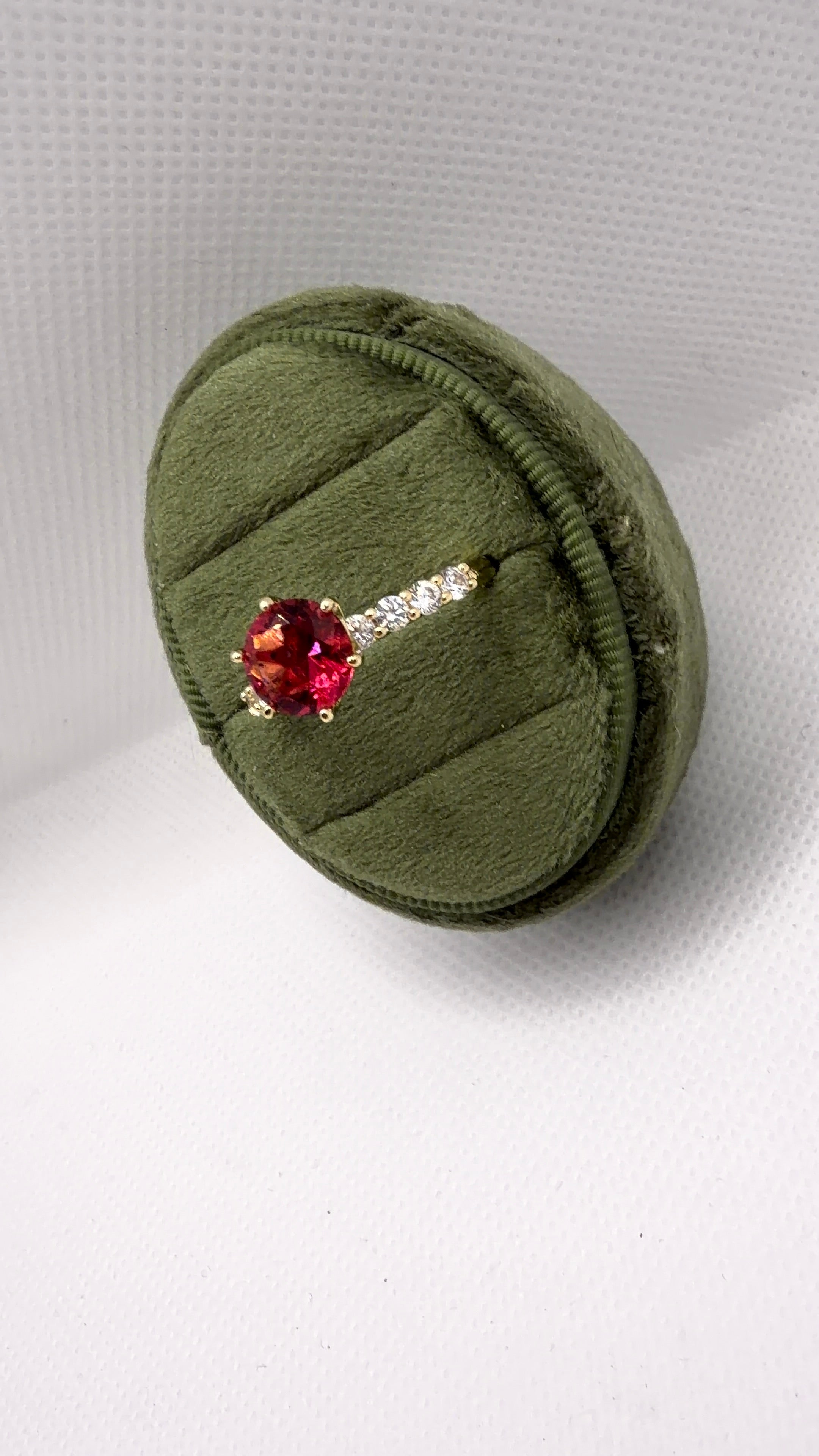 Red Crystal Solitaire Pavé Band Ring