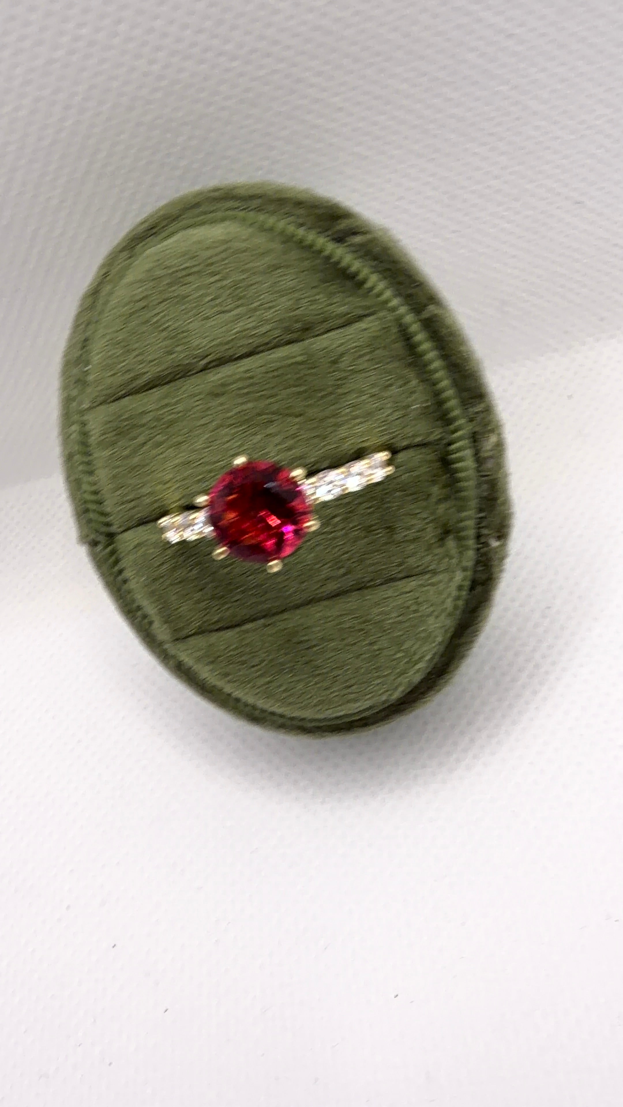 Red Crystal Solitaire Pavé Band Ring