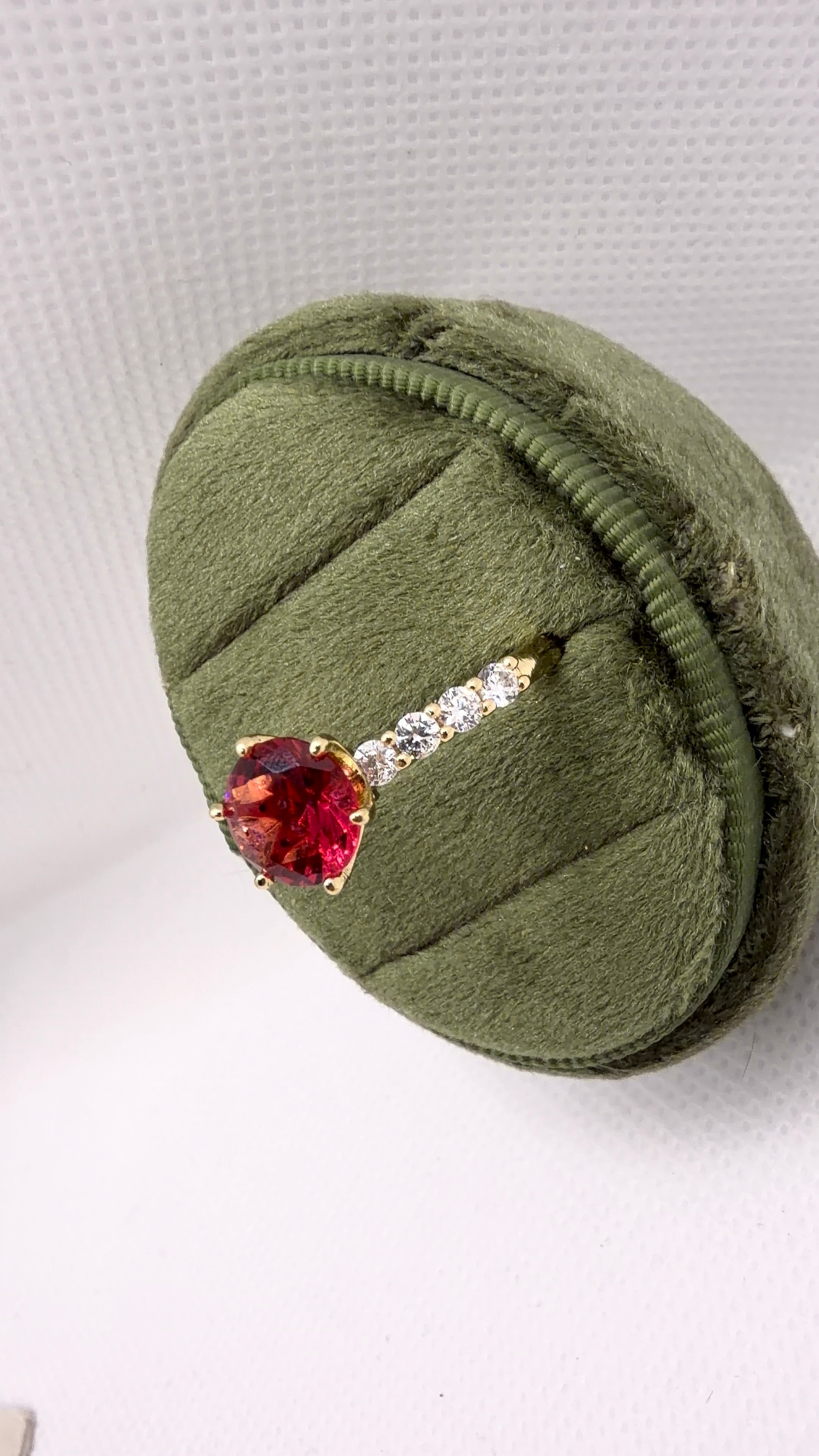 Red Crystal Solitaire Pavé Band Ring