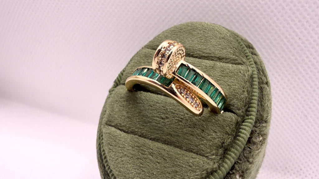 Emerald Baguette Bypass Ring