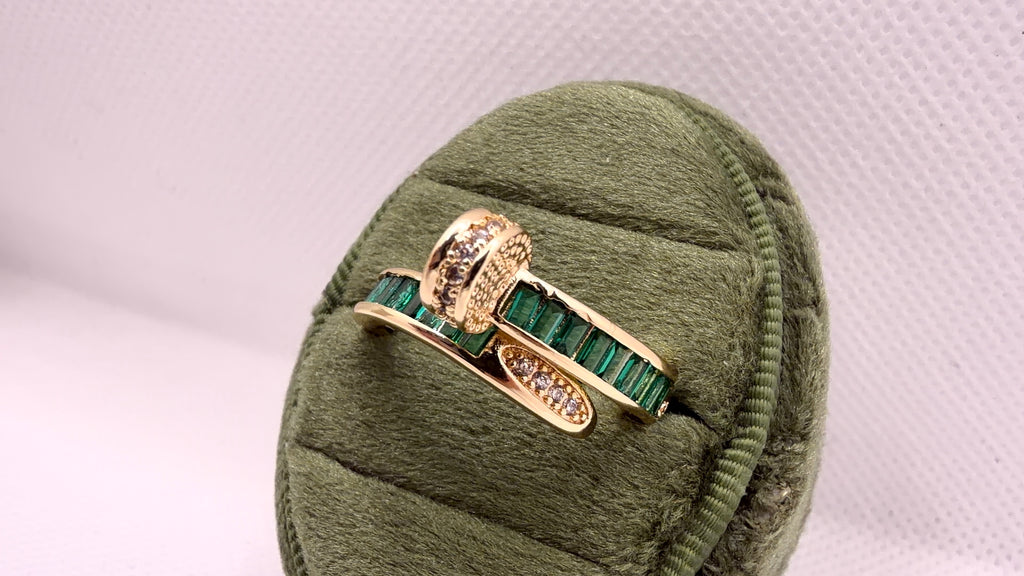 Emerald Baguette Bypass Ring