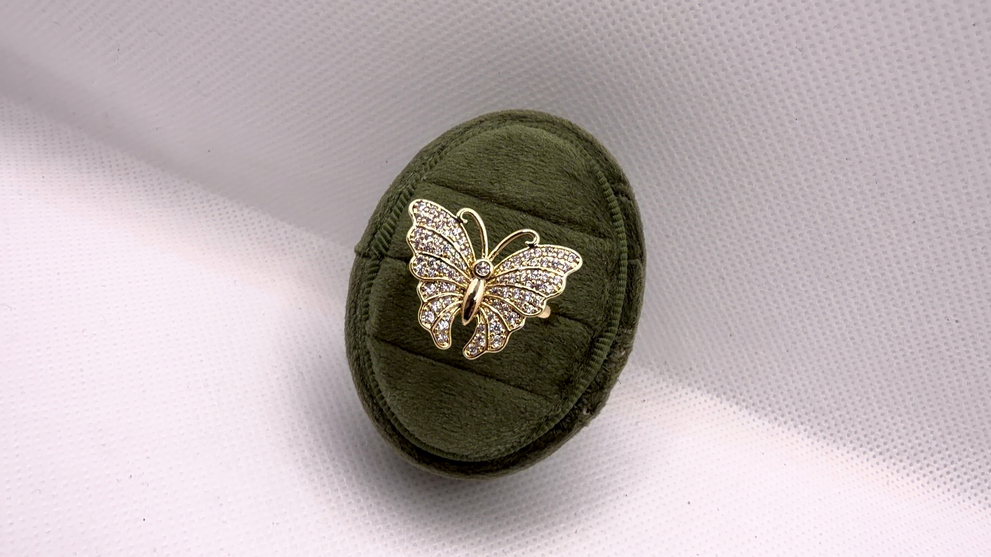 Gold Pavé Butterfly Statement Ring