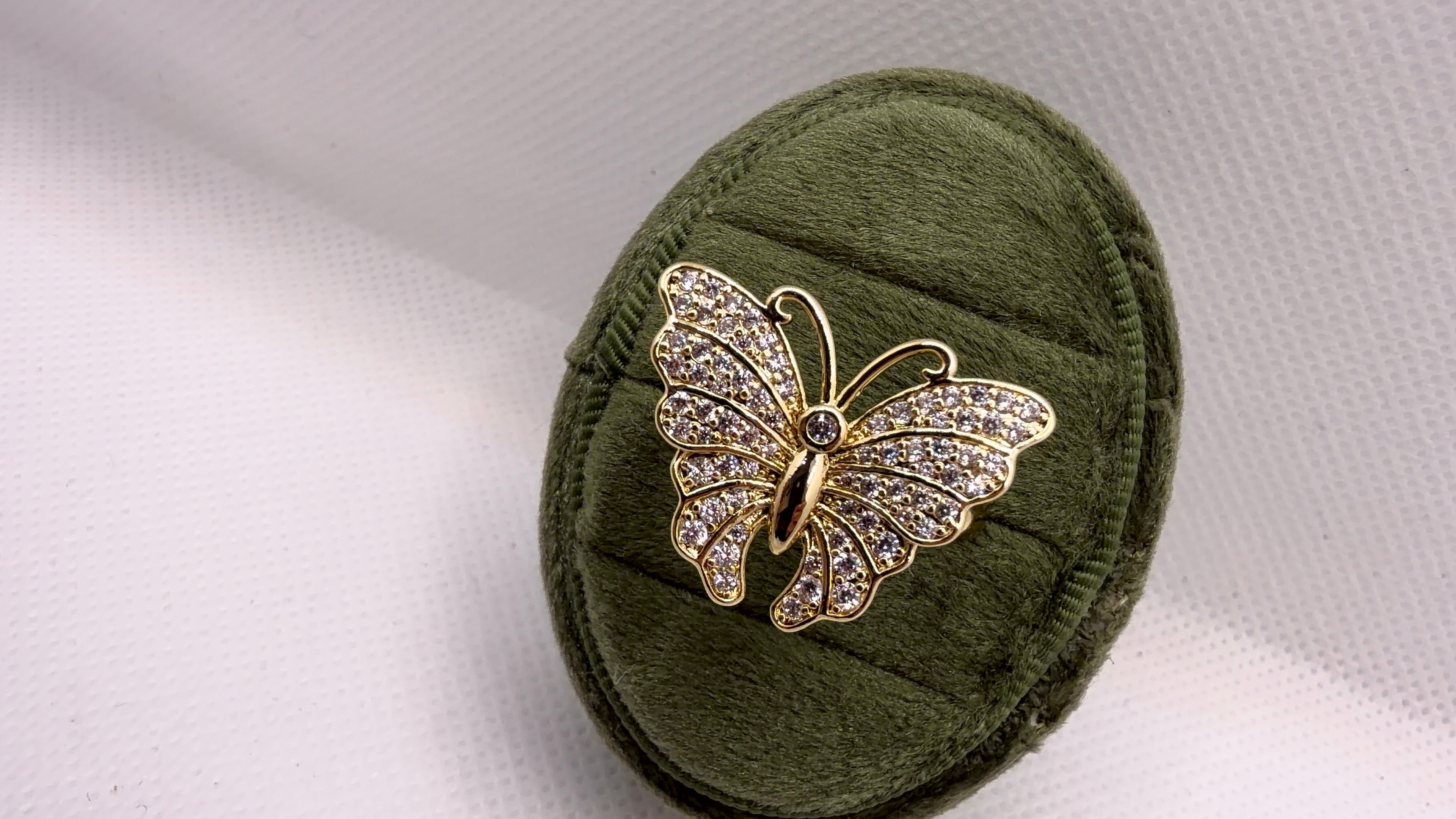 Gold Pavé Butterfly Statement Ring
