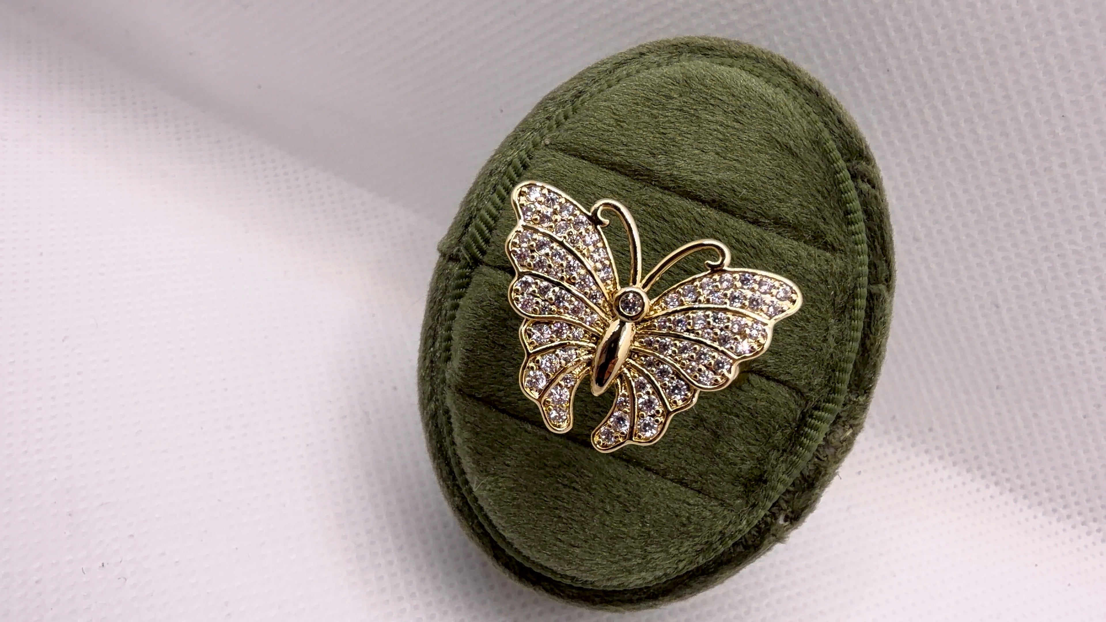 Gold Pavé Butterfly Statement Ring