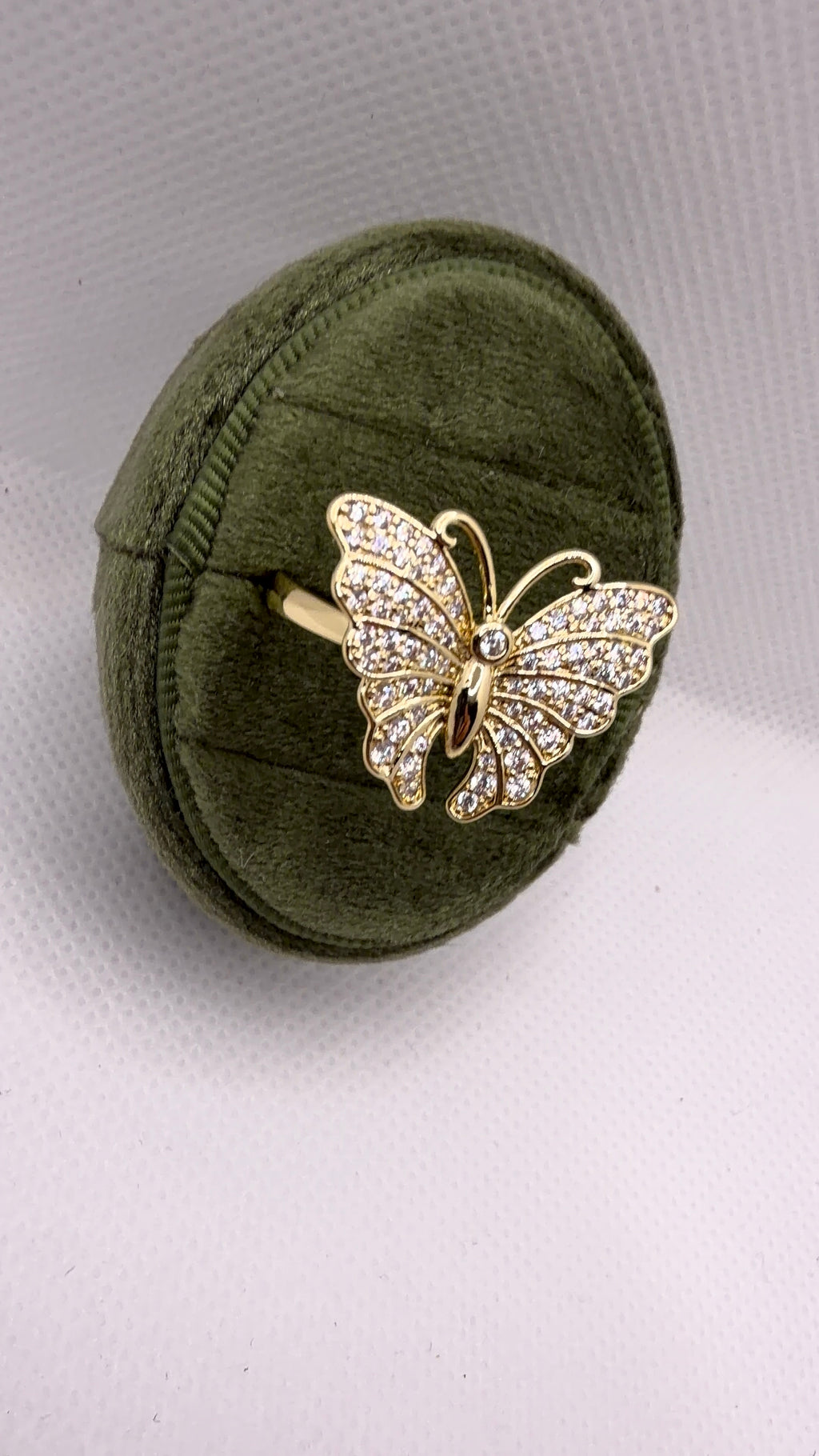 Gold Pavé Butterfly Statement Ring
