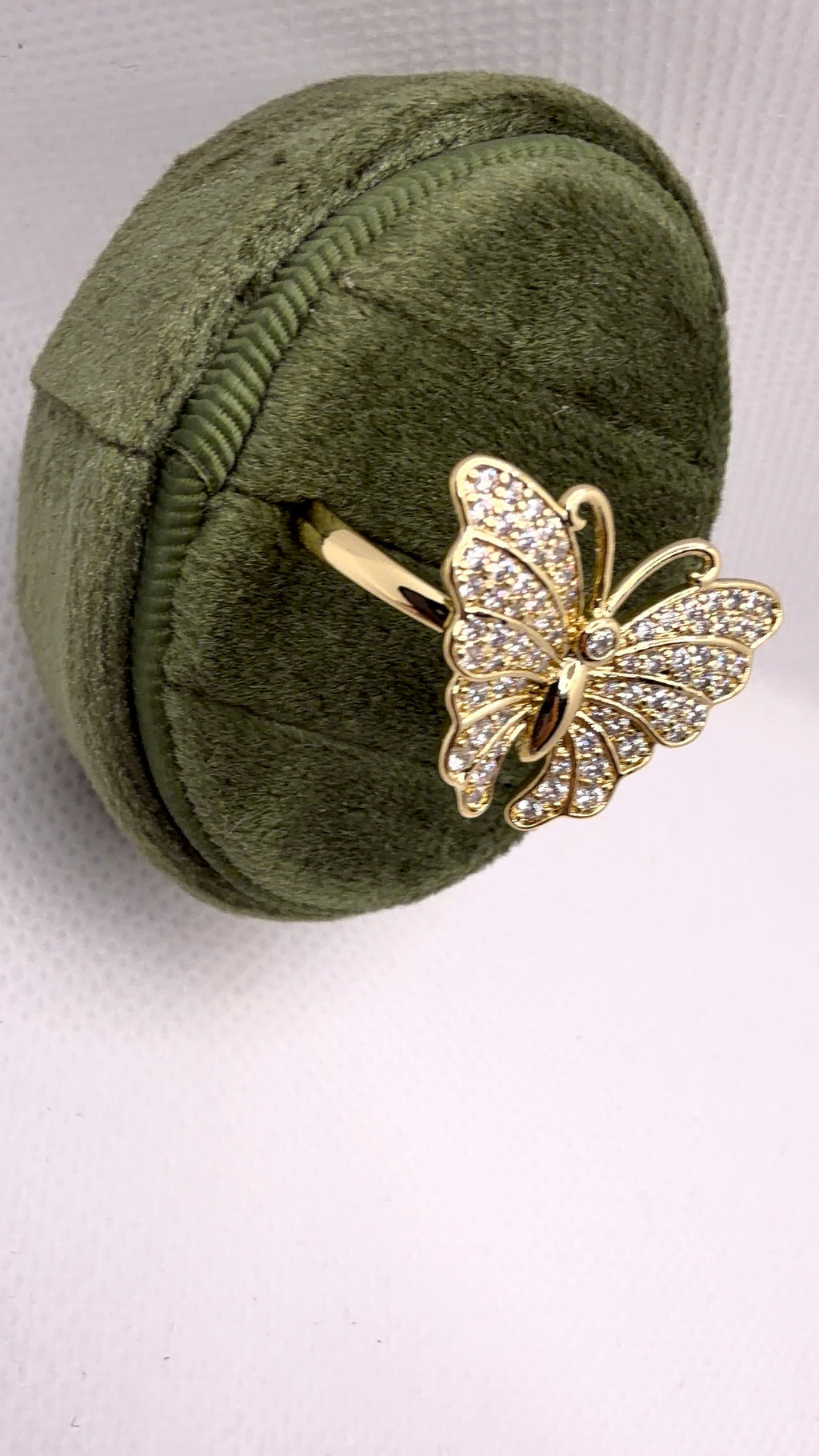 Gold Pavé Butterfly Statement Ring