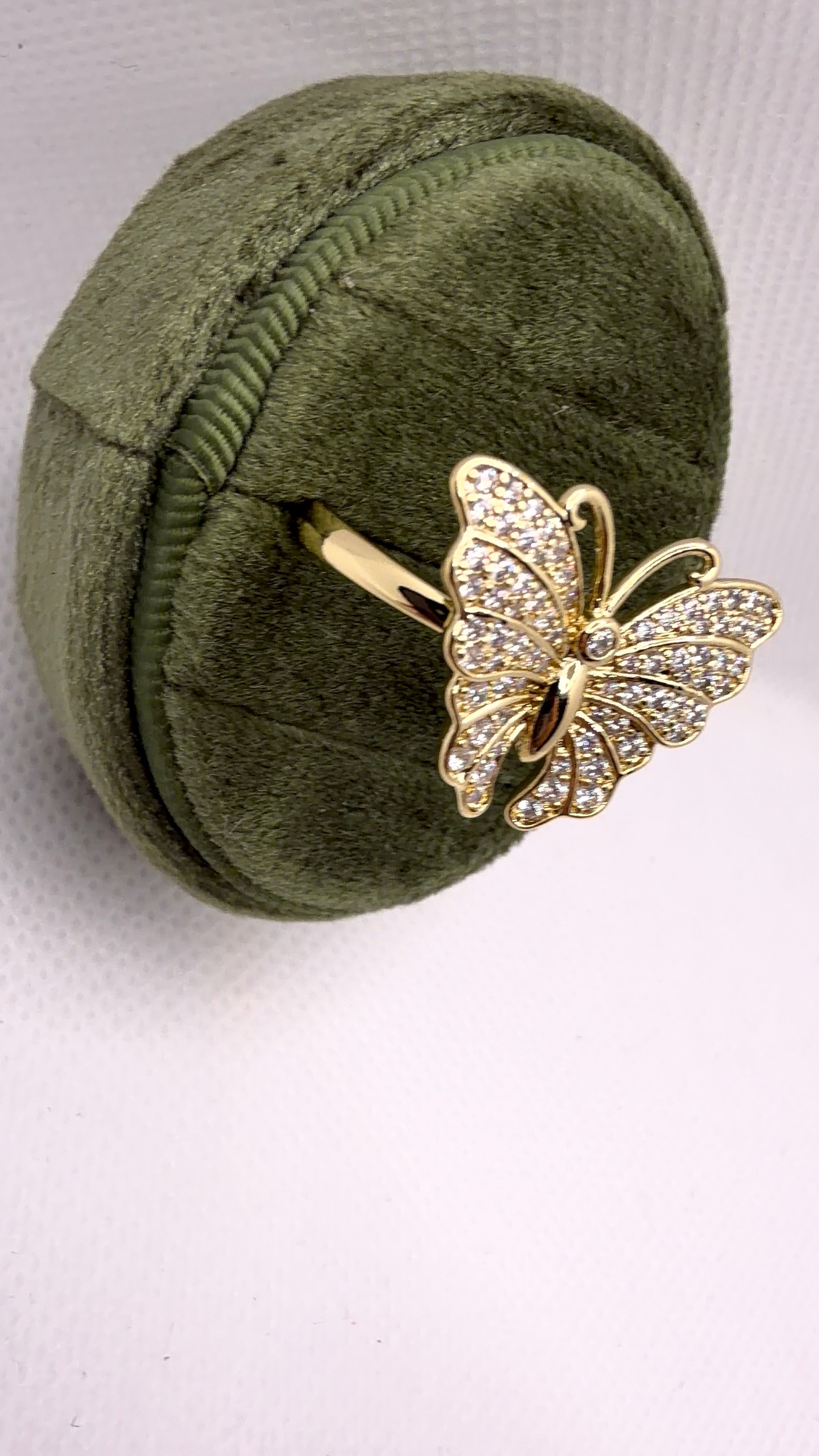 Gold Pavé Butterfly Statement Ring