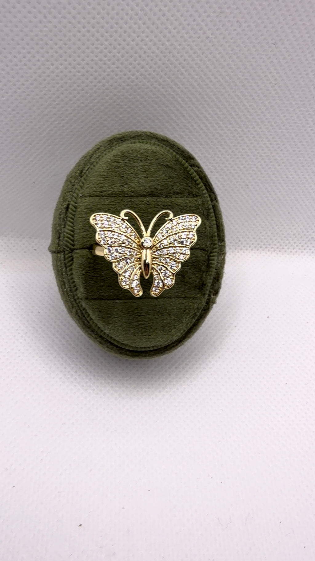 Gold Pavé Butterfly Statement Ring