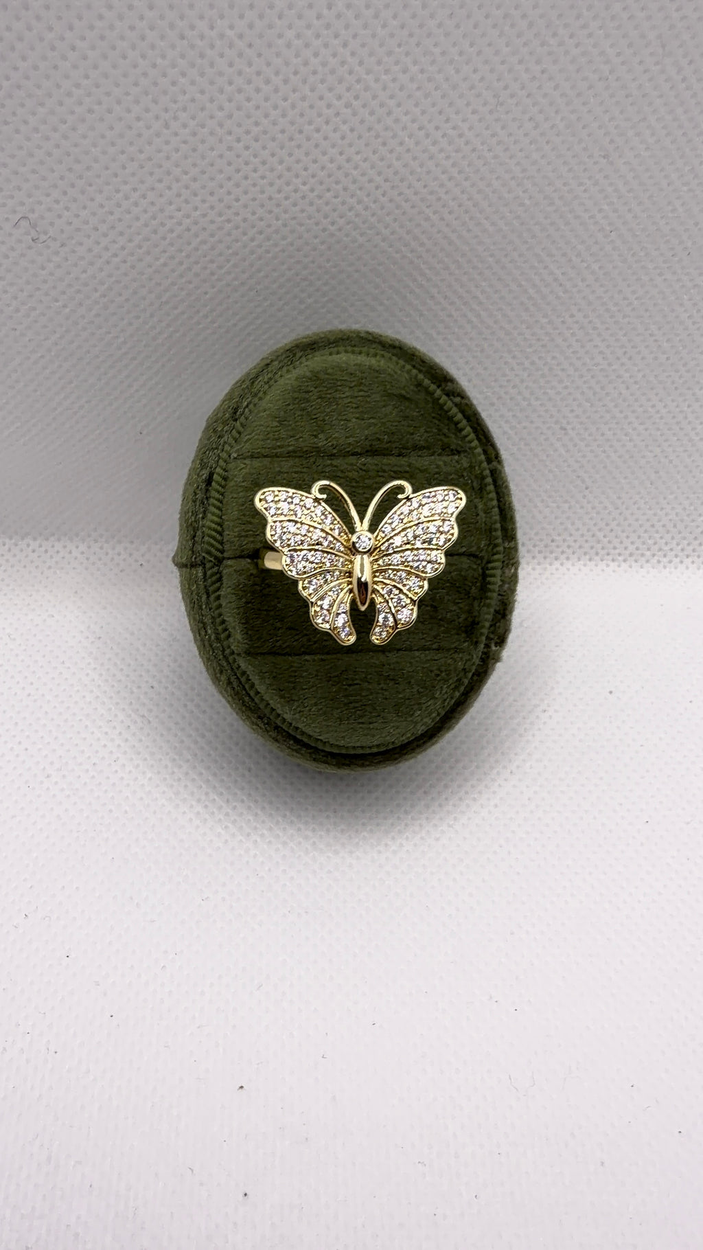 Gold Pavé Butterfly Statement Ring