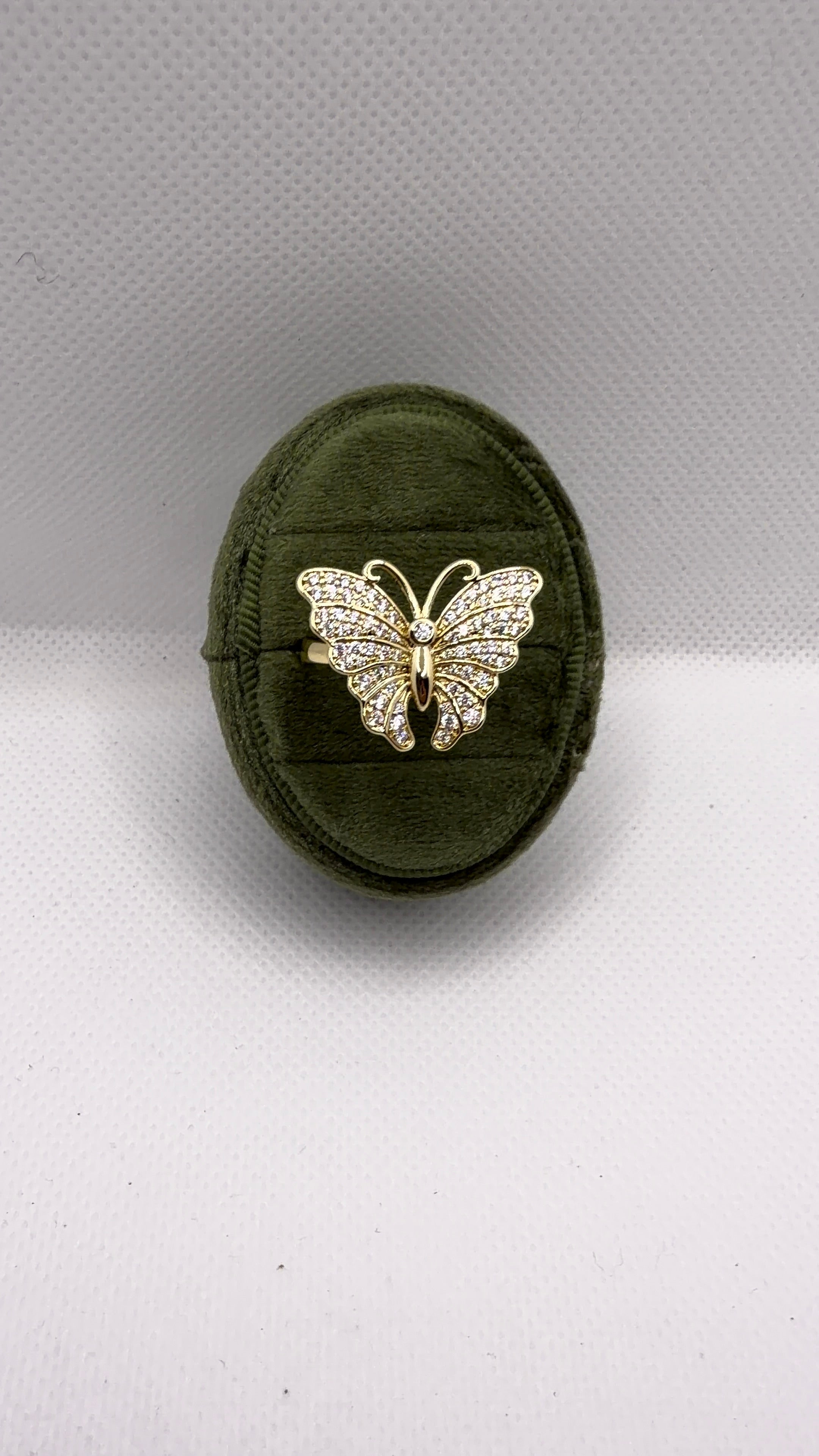 Gold Pavé Butterfly Statement Ring