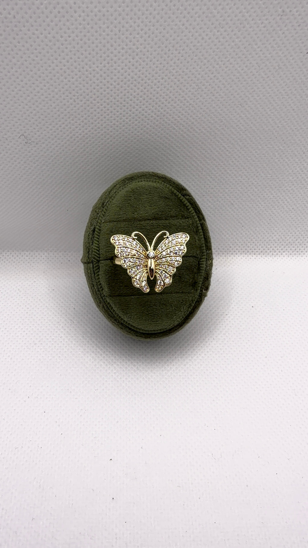 Gold Pavé Butterfly Statement Ring