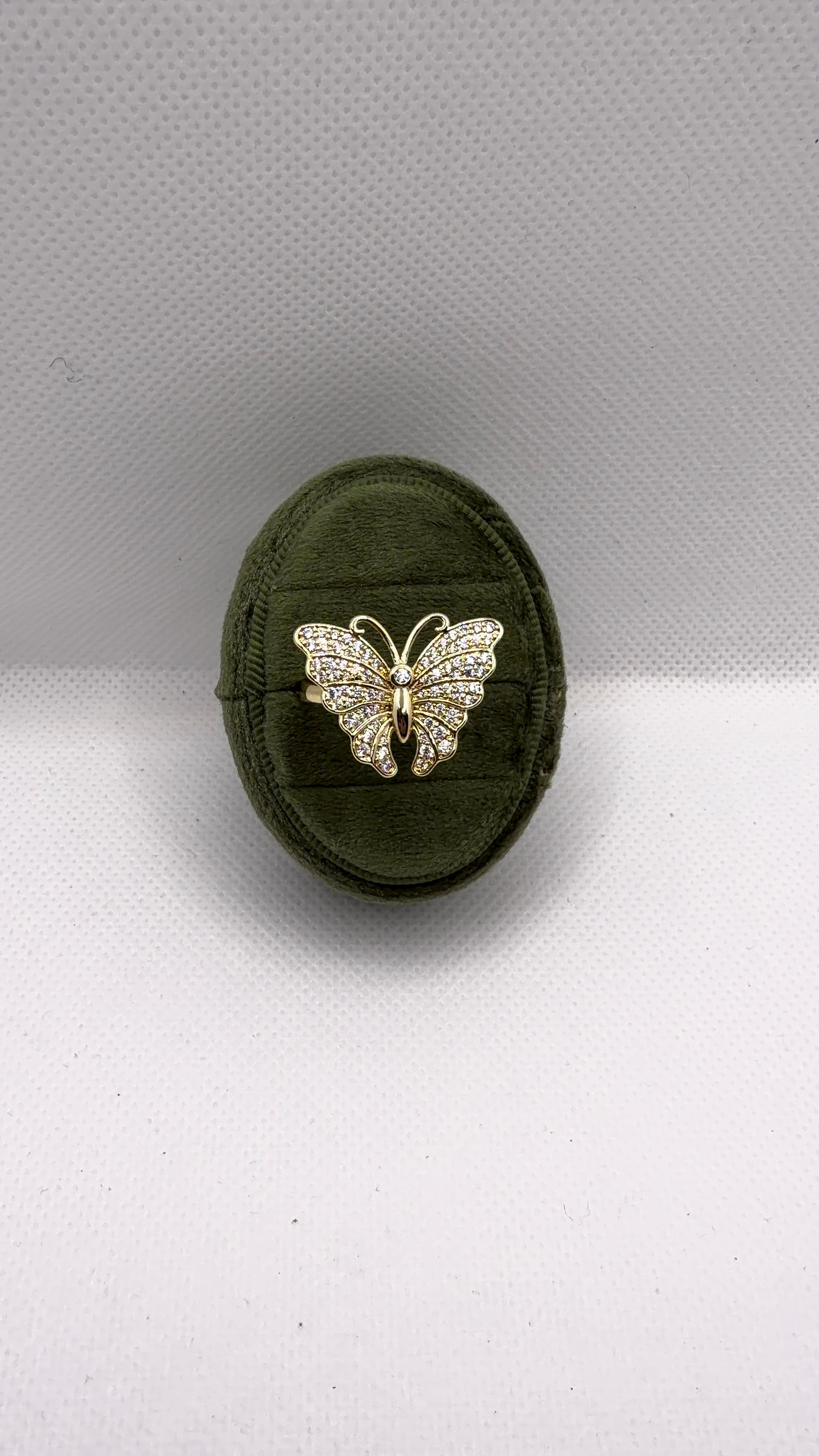 Gold Pavé Butterfly Statement Ring