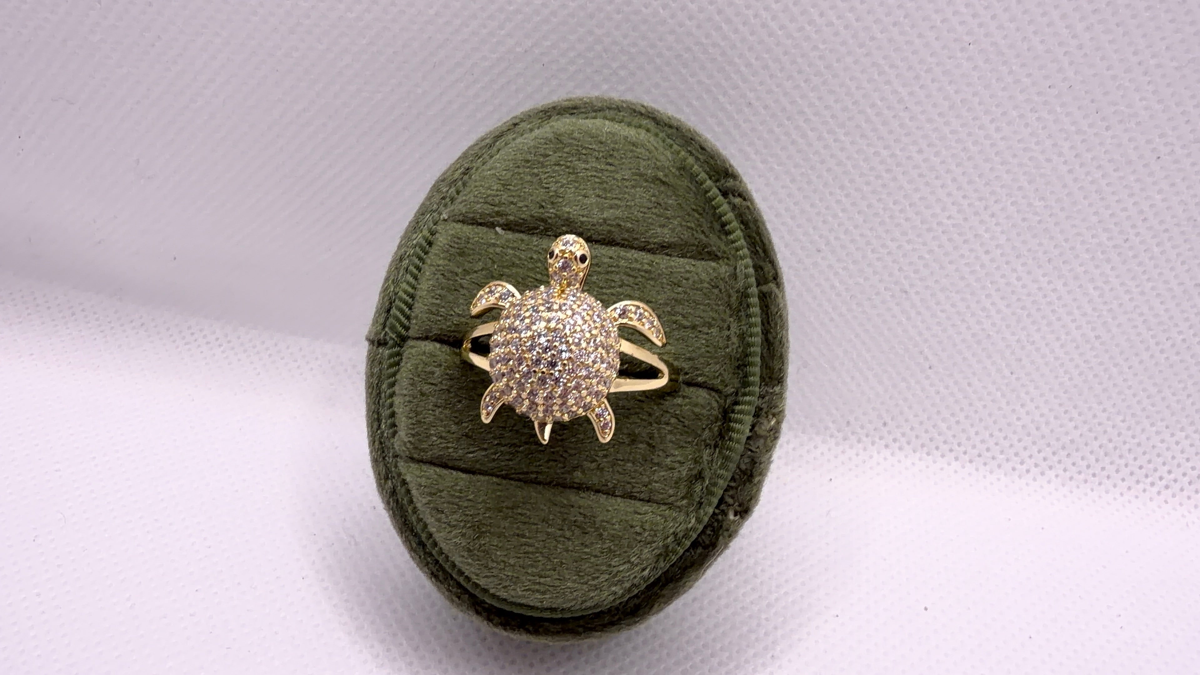 Gold Pavé Sea Turtle Statement Ring