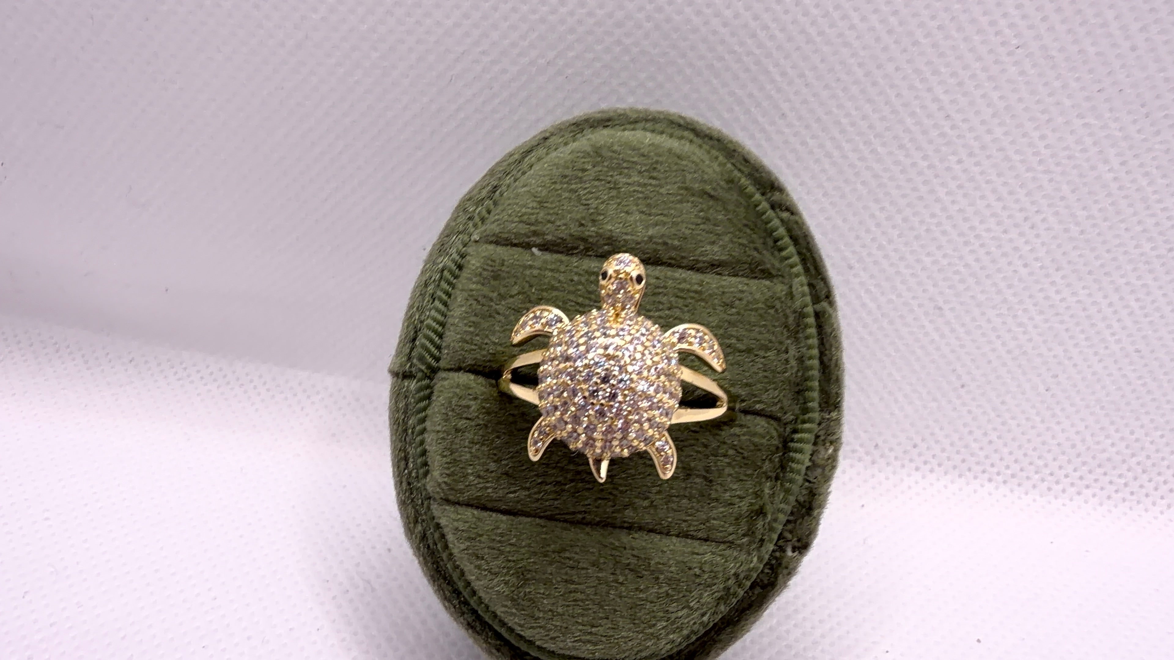 Gold Pavé Sea Turtle Statement Ring