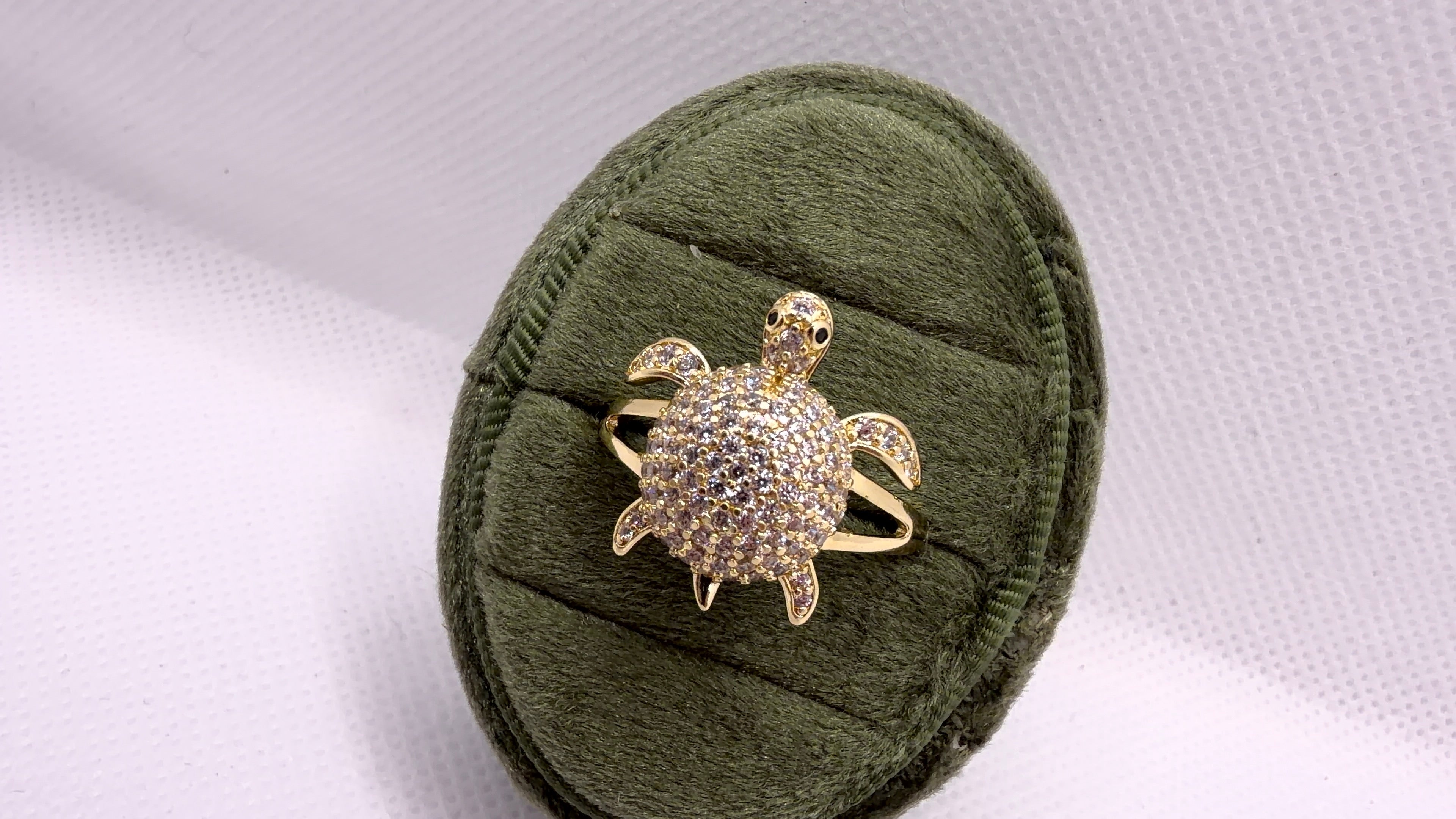 Gold Pavé Sea Turtle Statement Ring