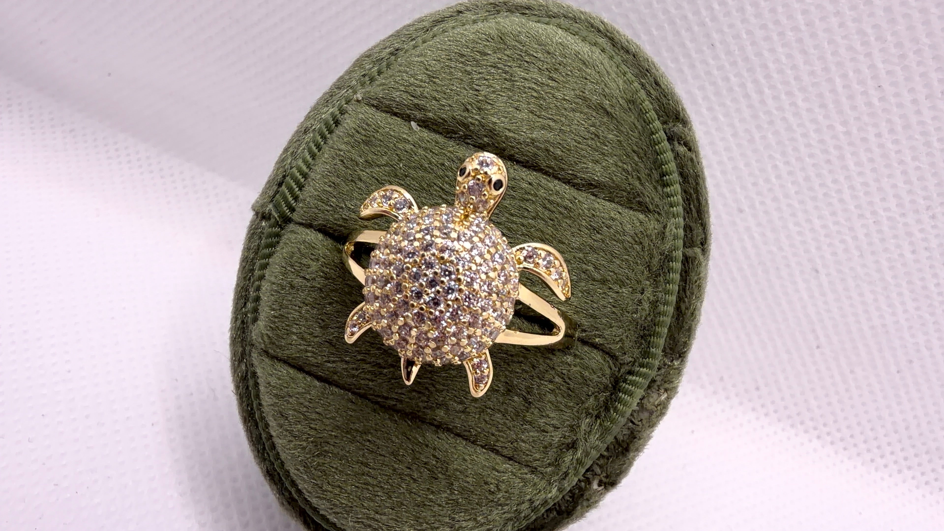 Gold Pavé Sea Turtle Statement Ring