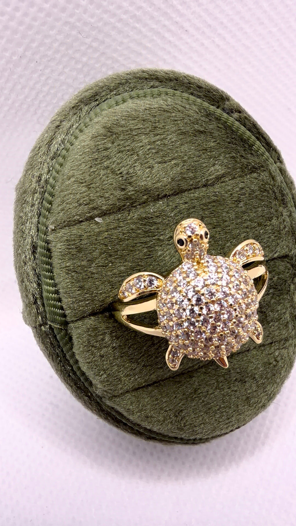 Gold Pavé Sea Turtle Statement Ring
