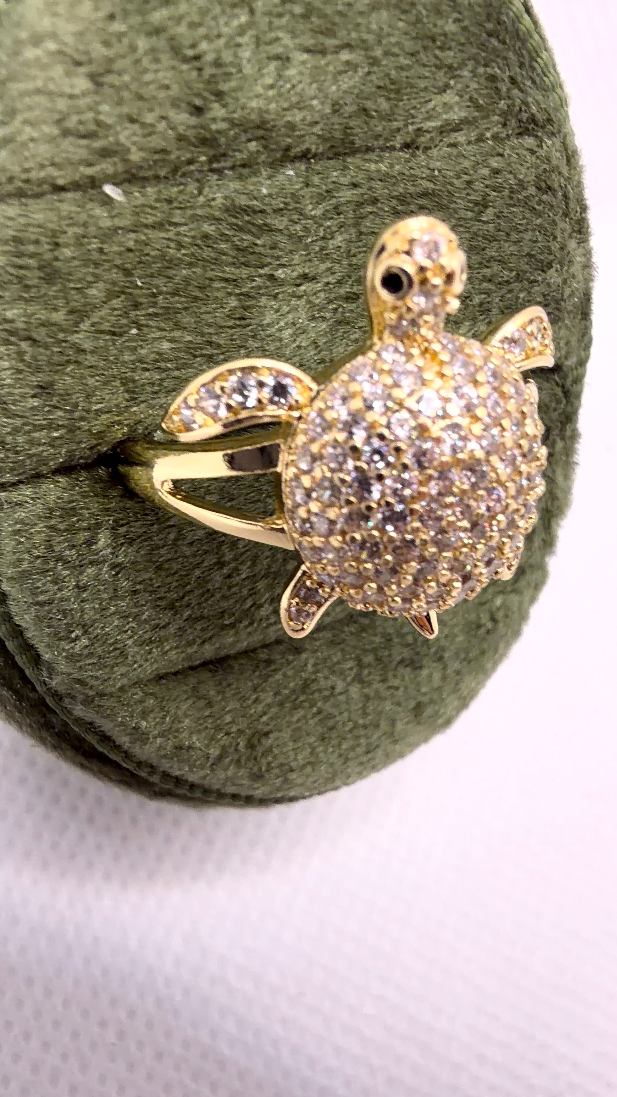 Gold Pavé Sea Turtle Statement Ring