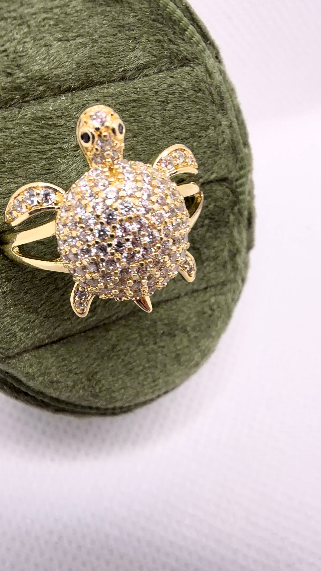 Gold Pavé Sea Turtle Statement Ring