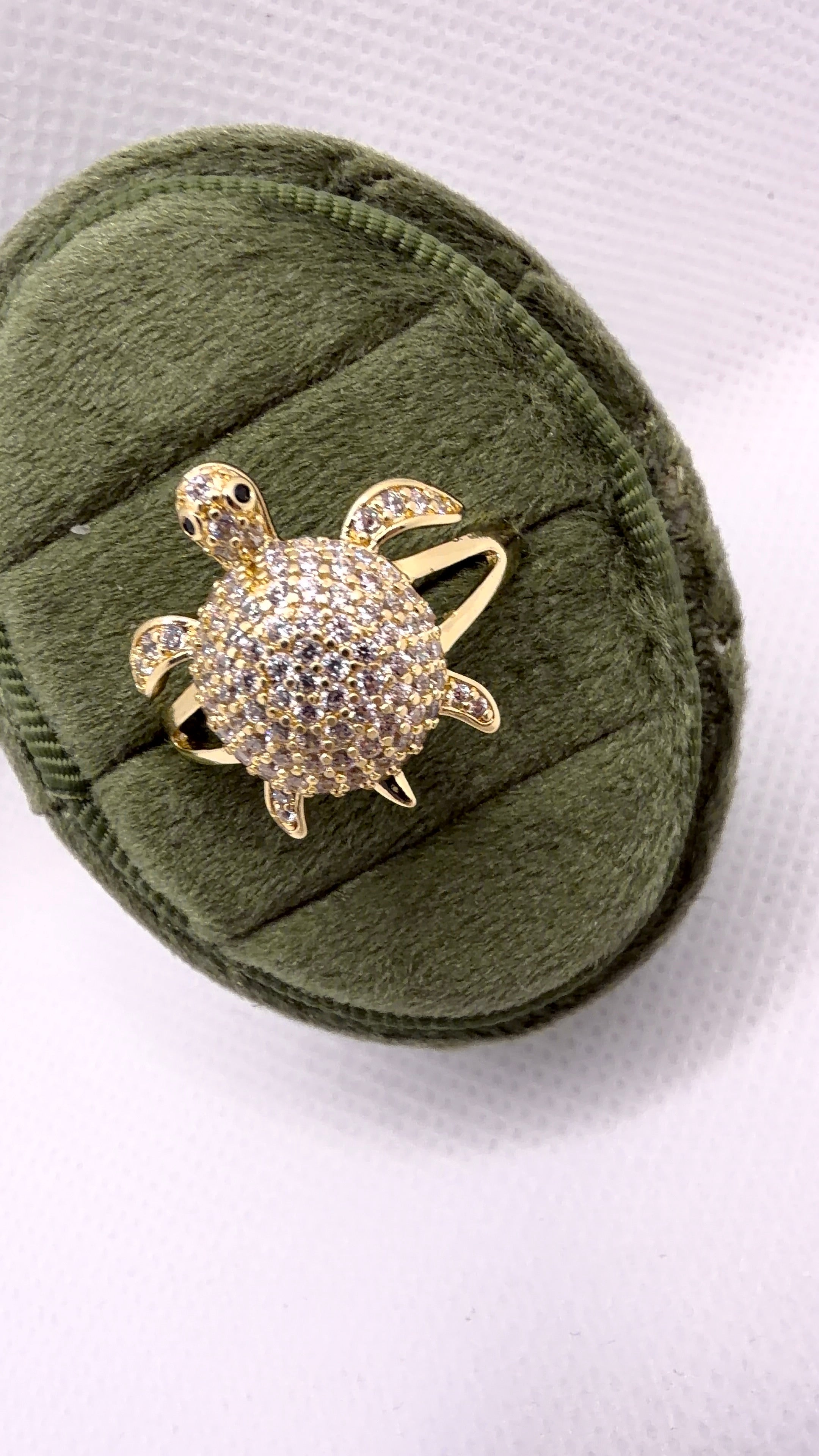 Gold Pavé Sea Turtle Statement Ring