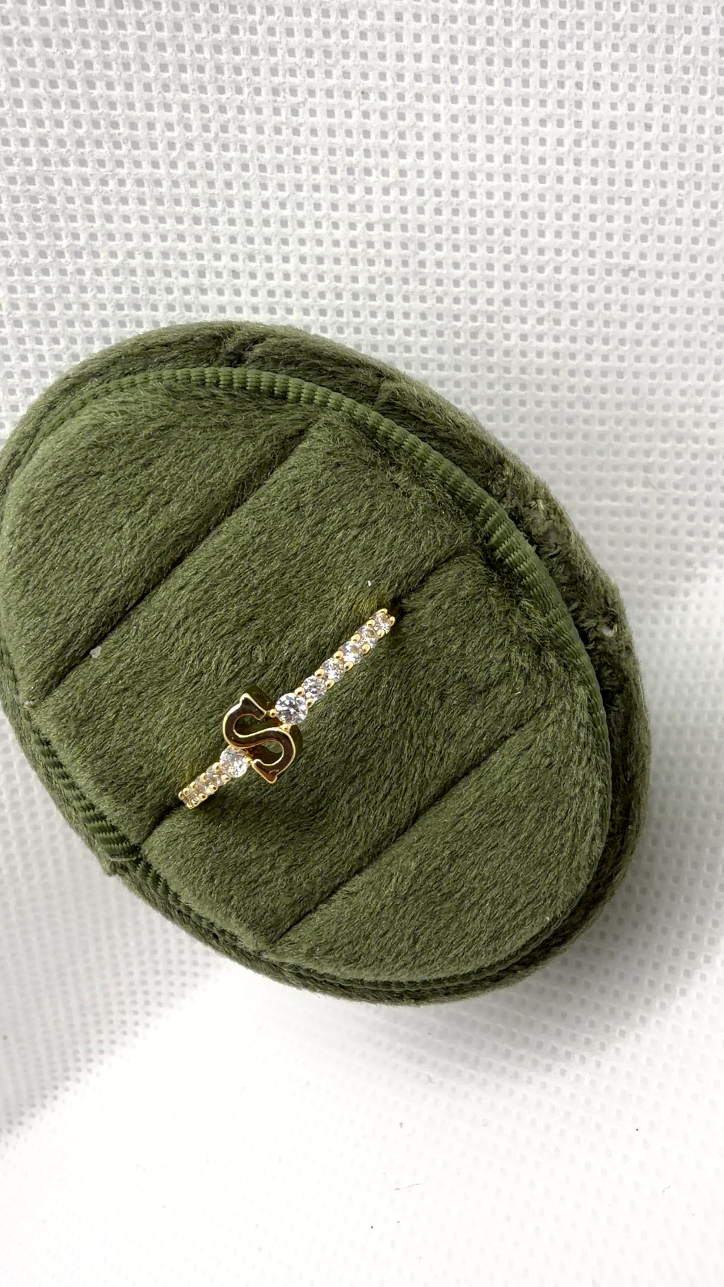 Gold Initial "S" Crystal Pavé Ring