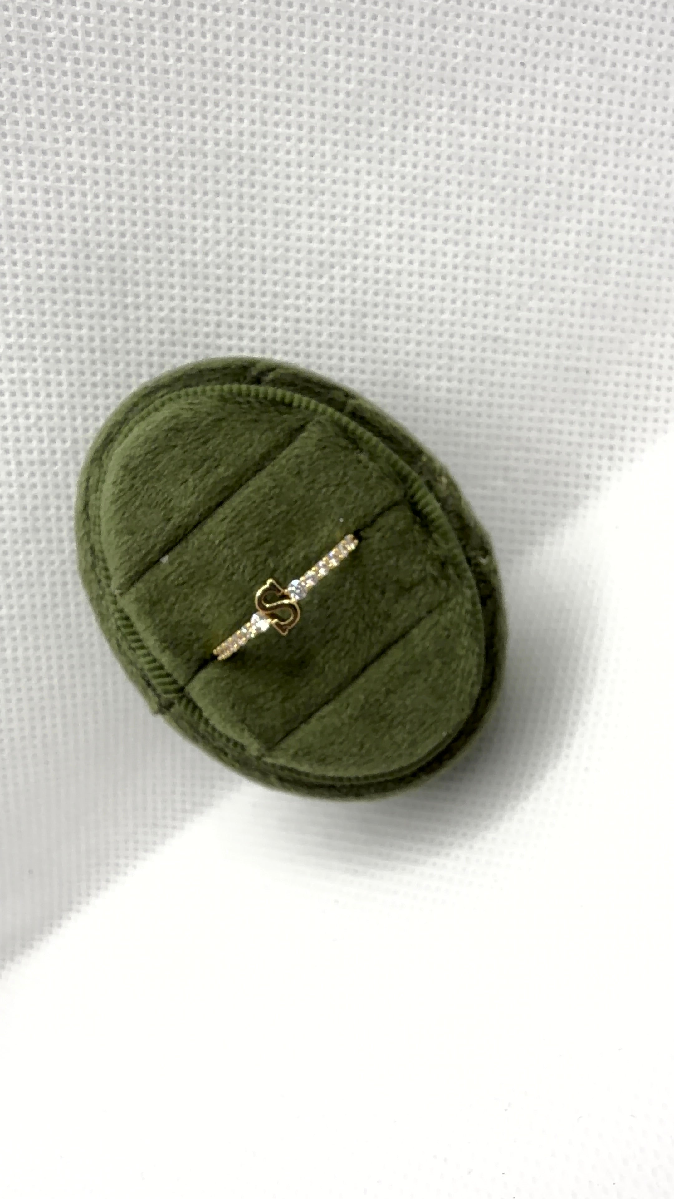 Gold Initial "S" Crystal Pavé Ring