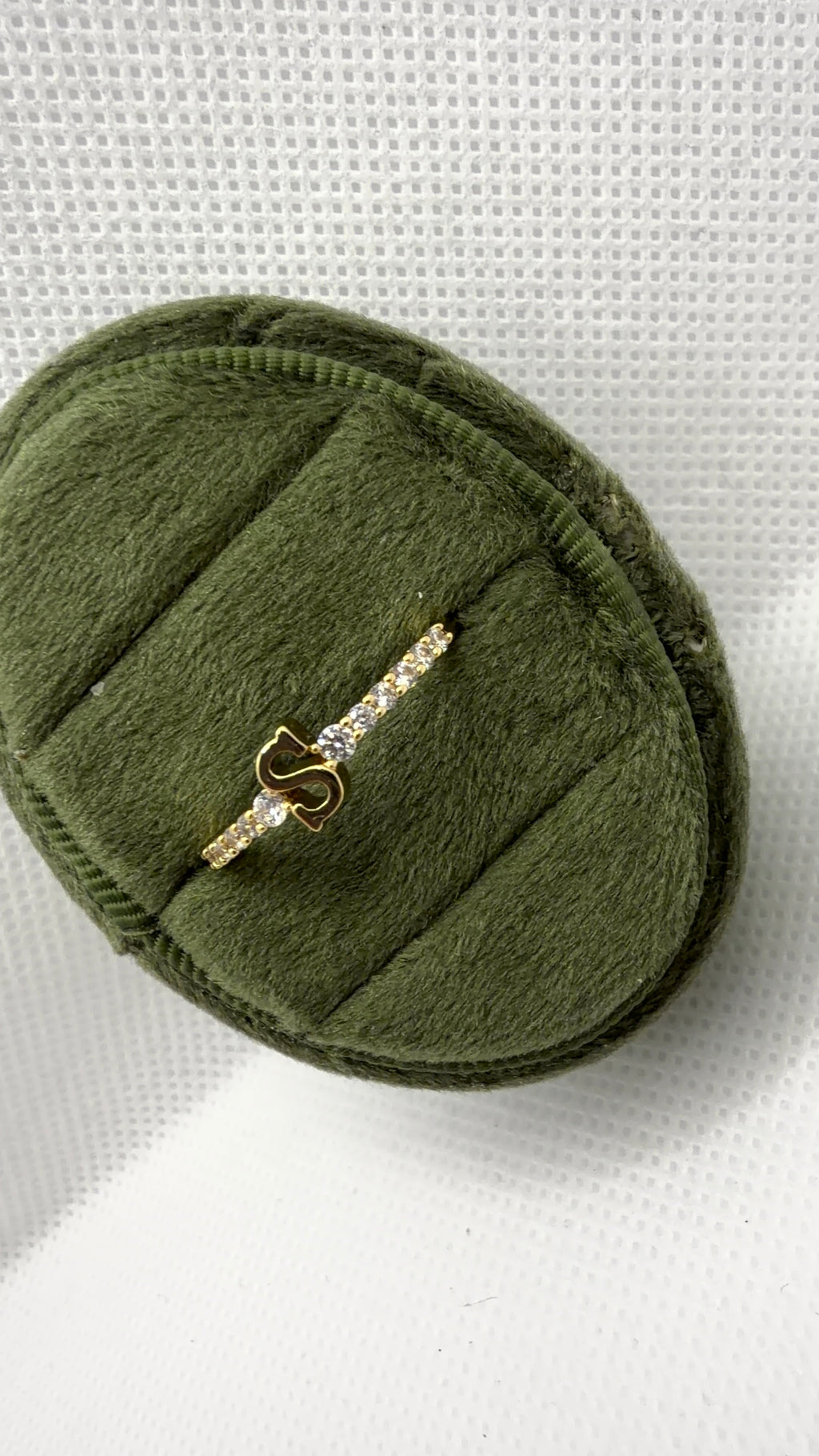 Gold Initial "S" Crystal Pavé Ring