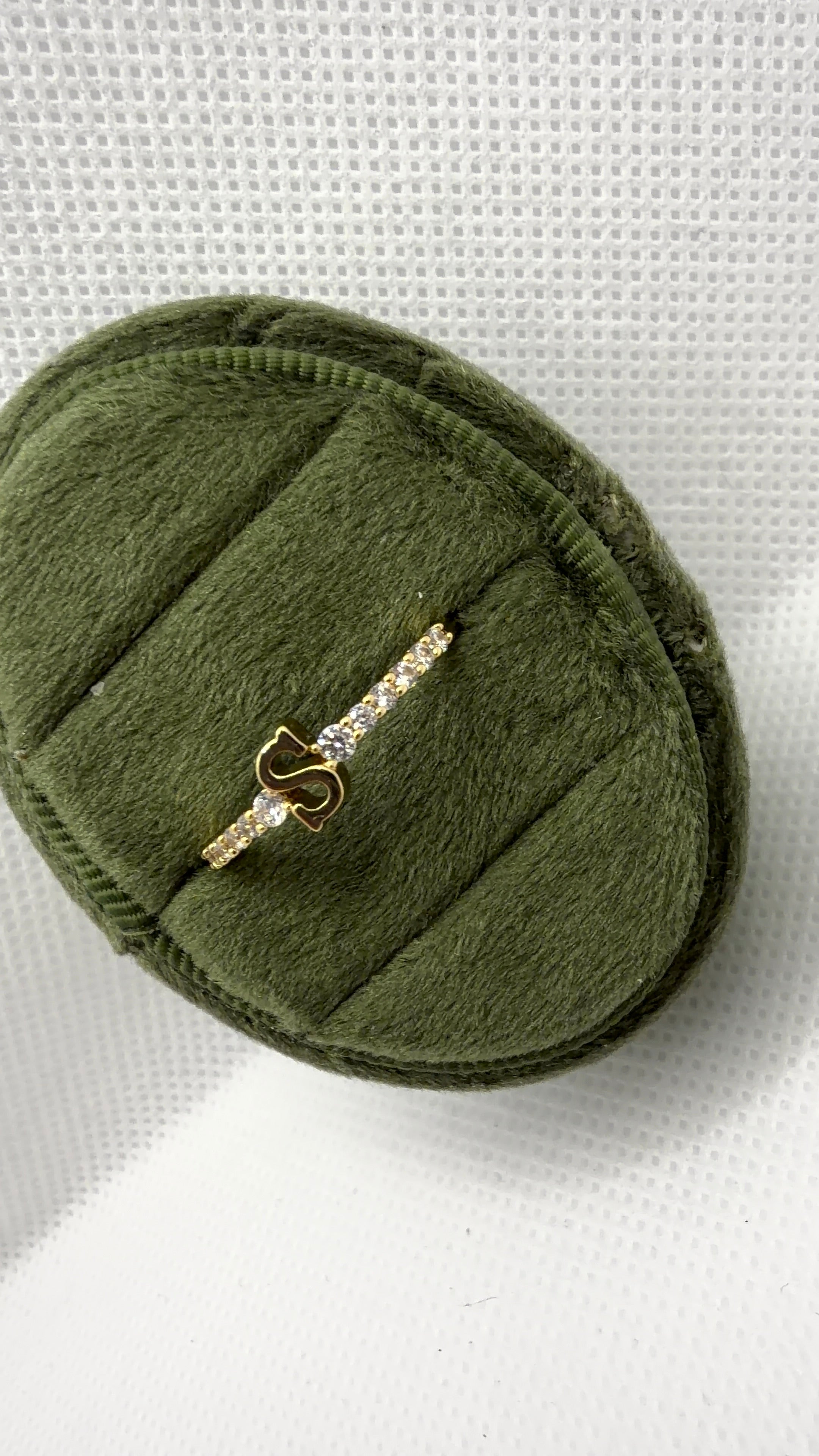 Gold Initial "S" Crystal Pavé Ring