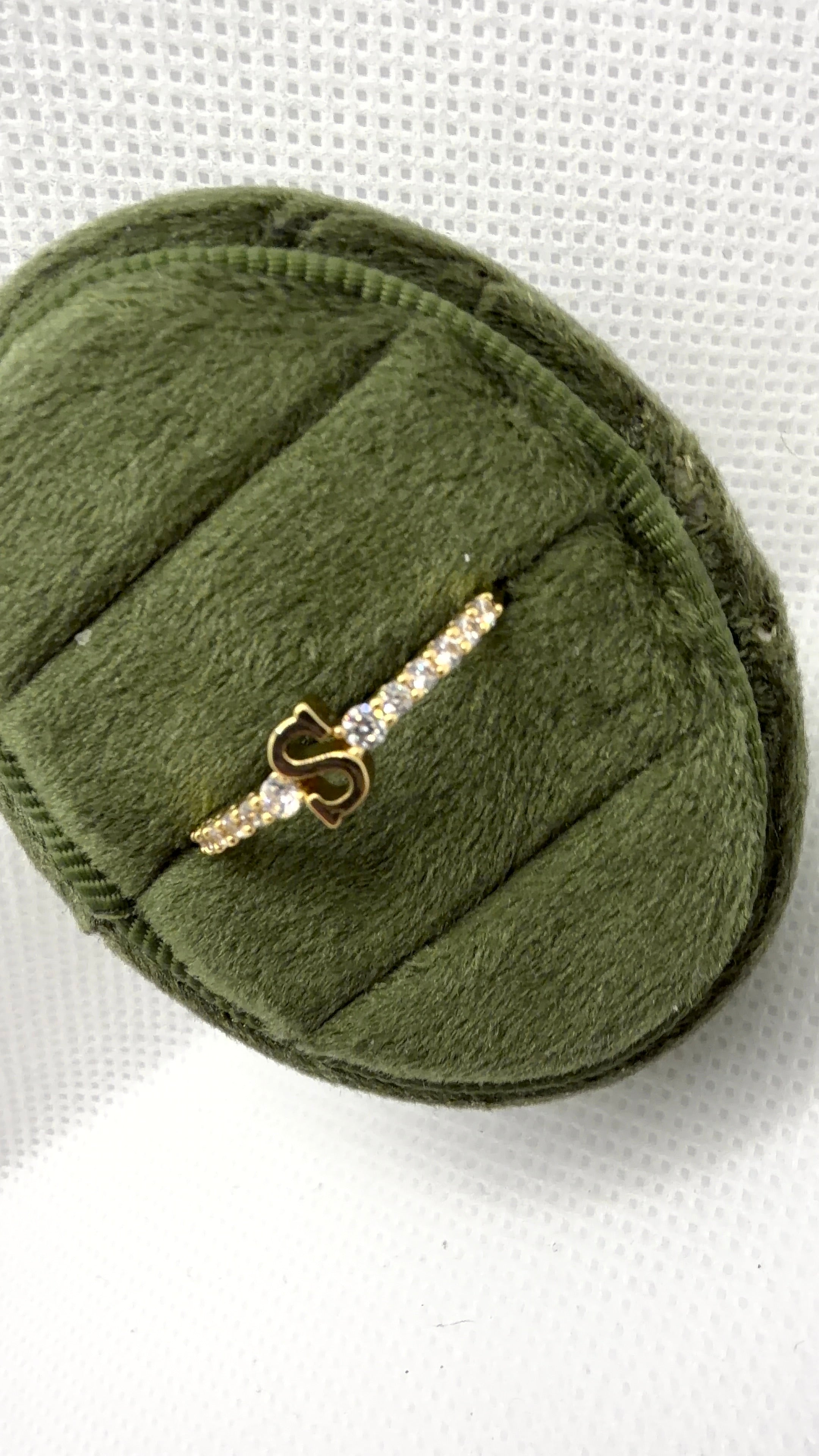 Gold Initial "S" Crystal Pavé Ring