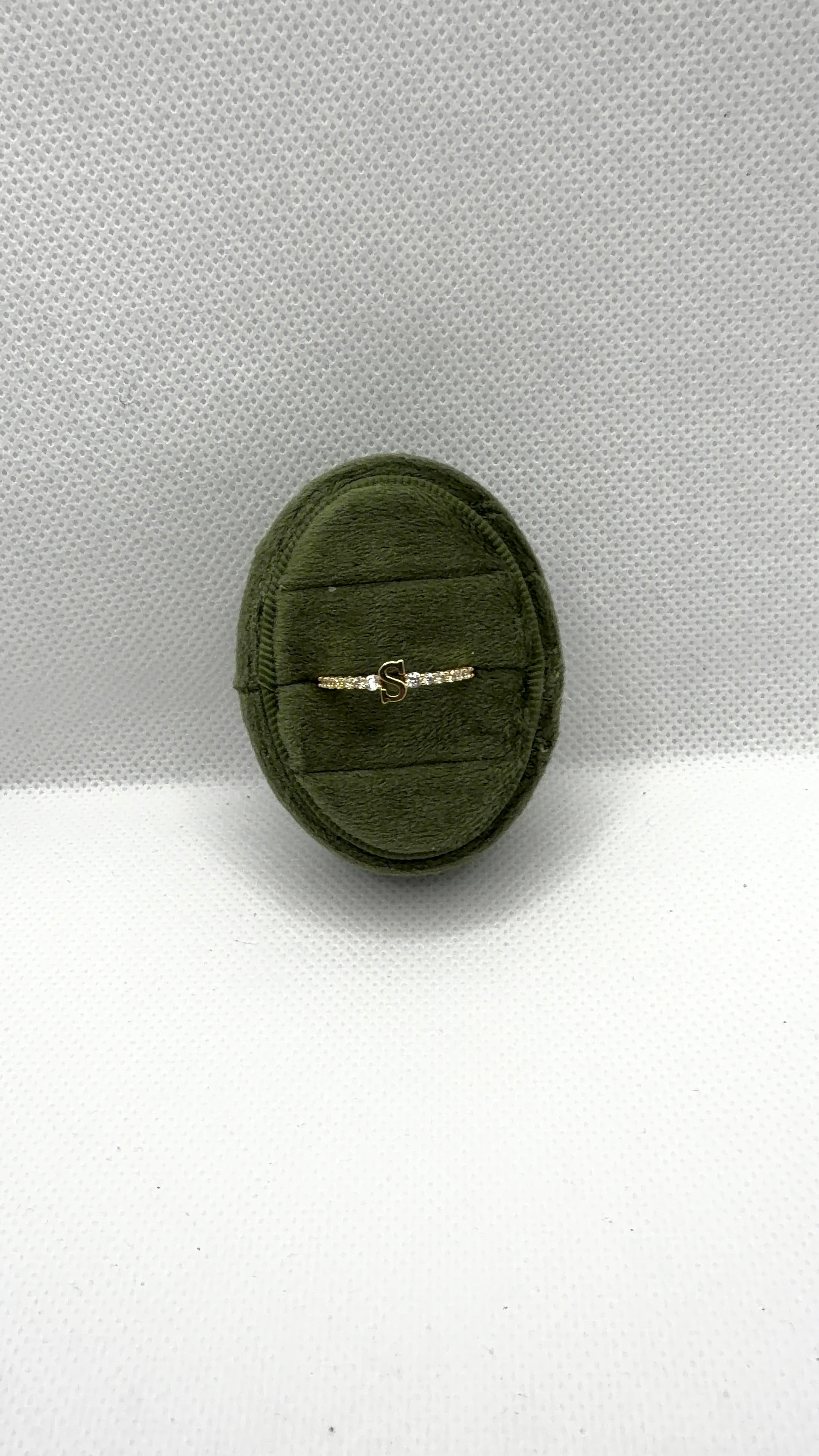Gold Initial "S" Crystal Pavé Ring