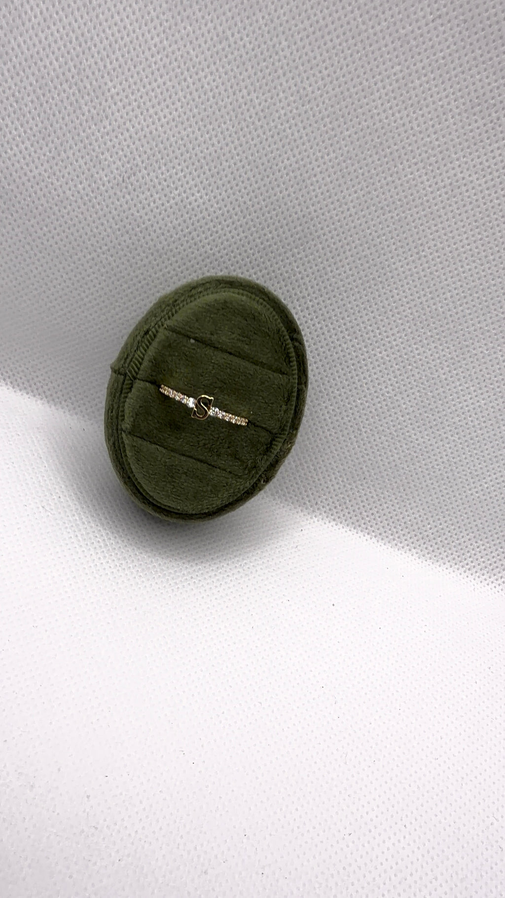 Gold Initial "S" Crystal Pavé Ring