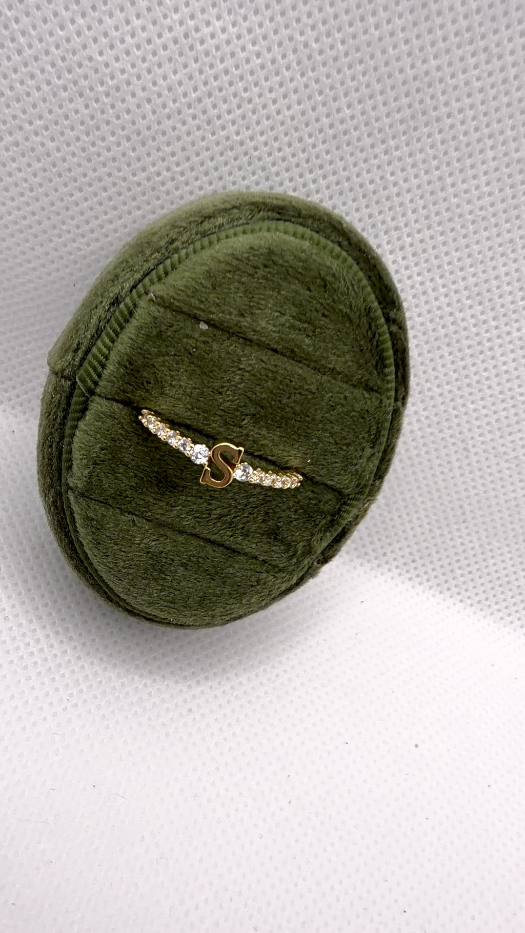 Gold Initial "S" Crystal Pavé Ring