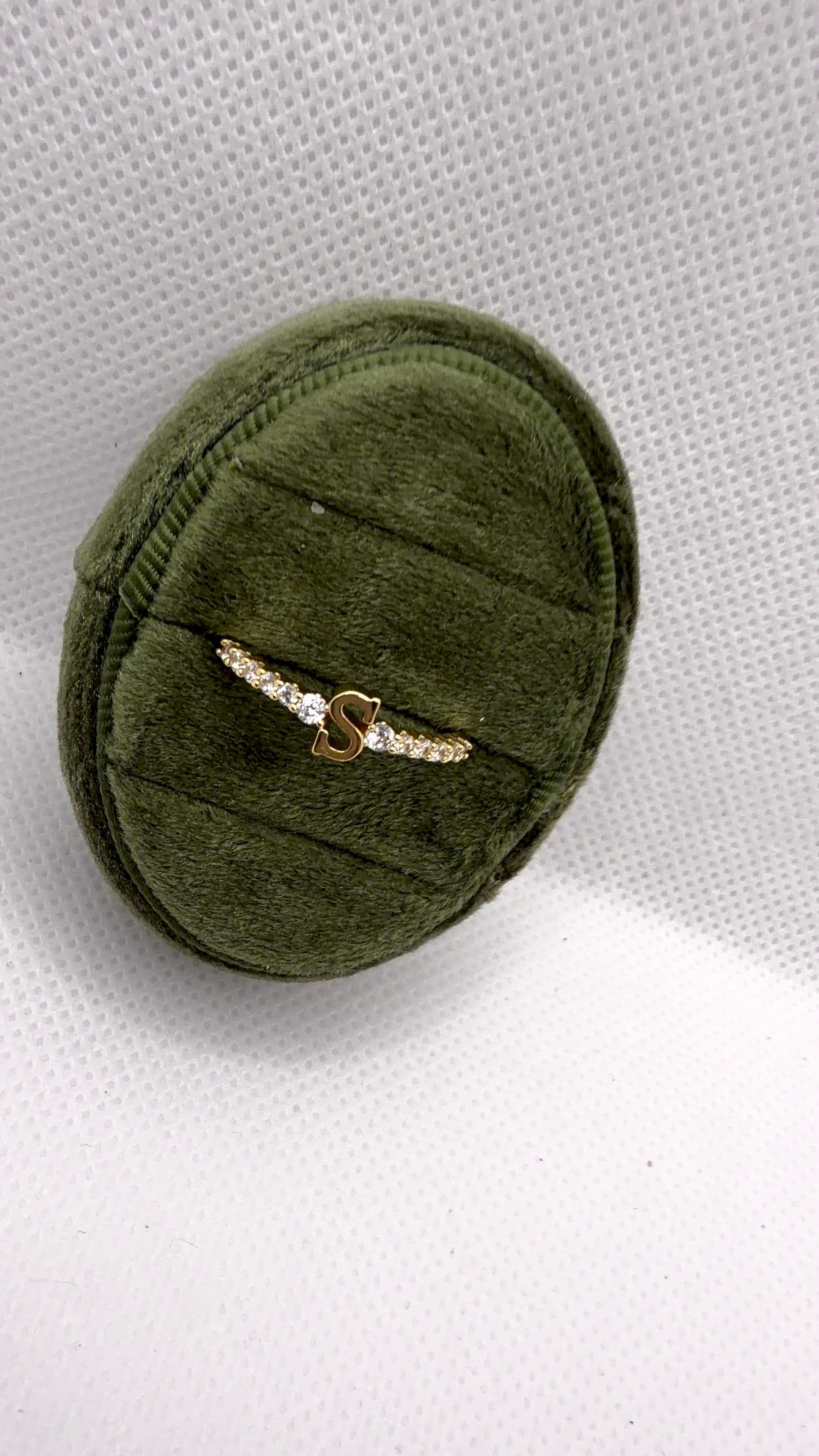 Gold Initial "S" Crystal Pavé Ring