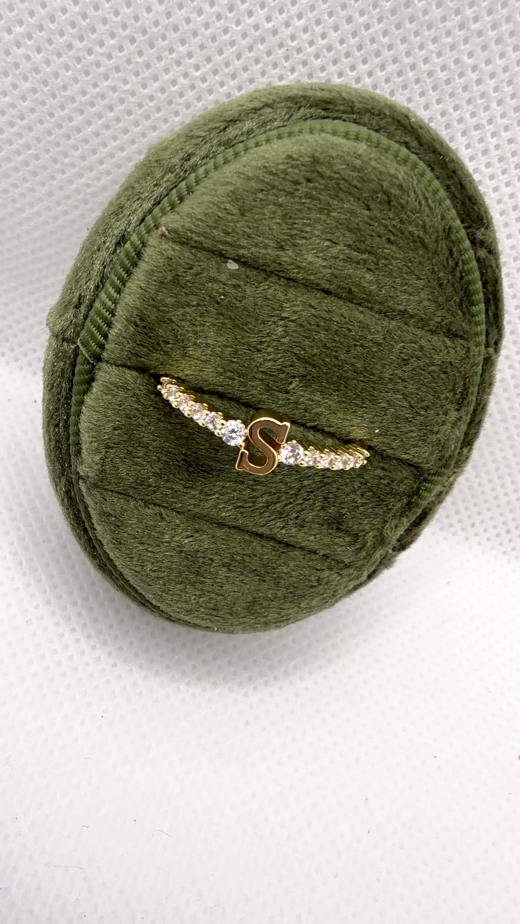 Gold Initial "S" Crystal Pavé Ring