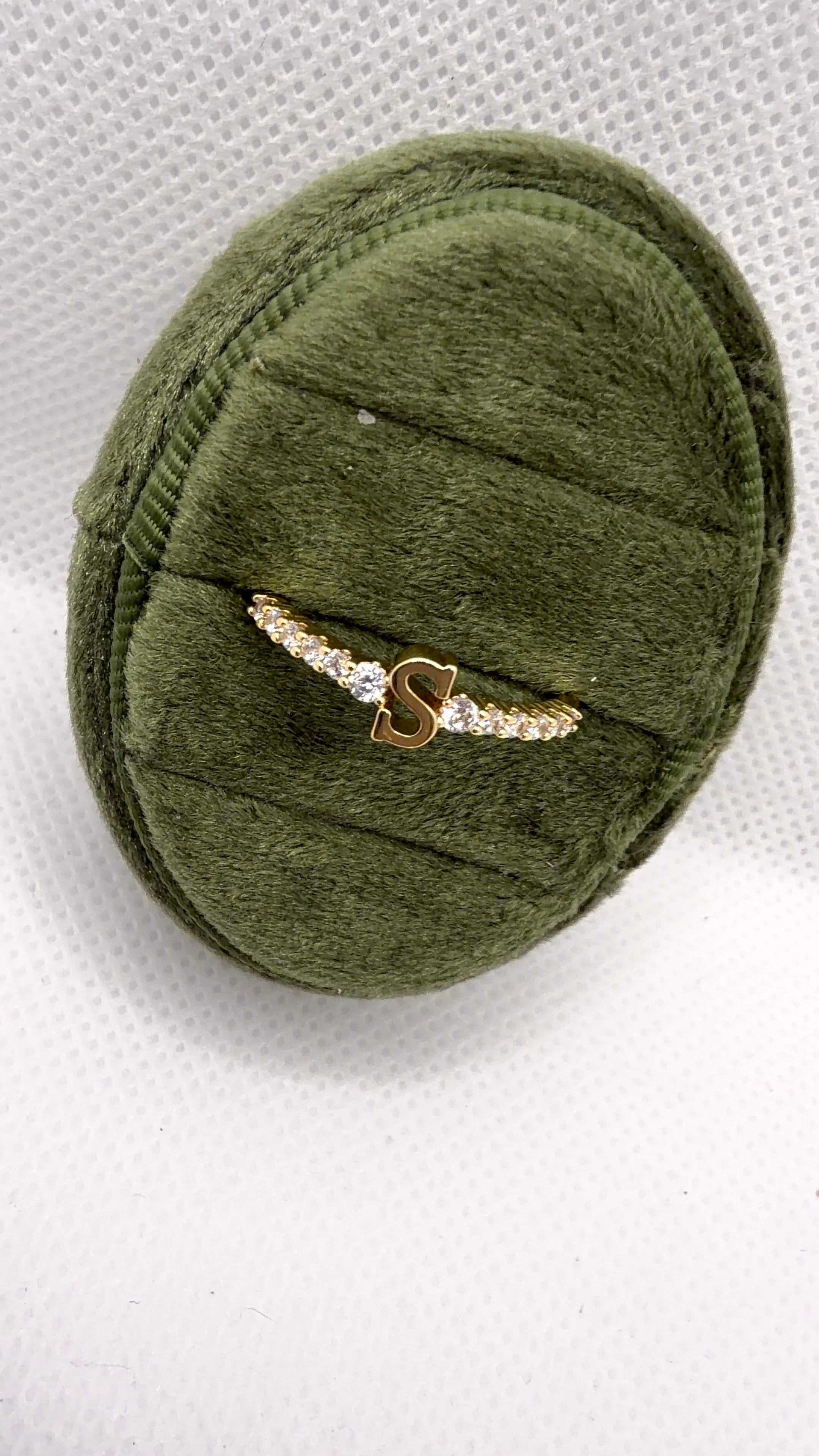 Gold Initial "S" Crystal Pavé Ring